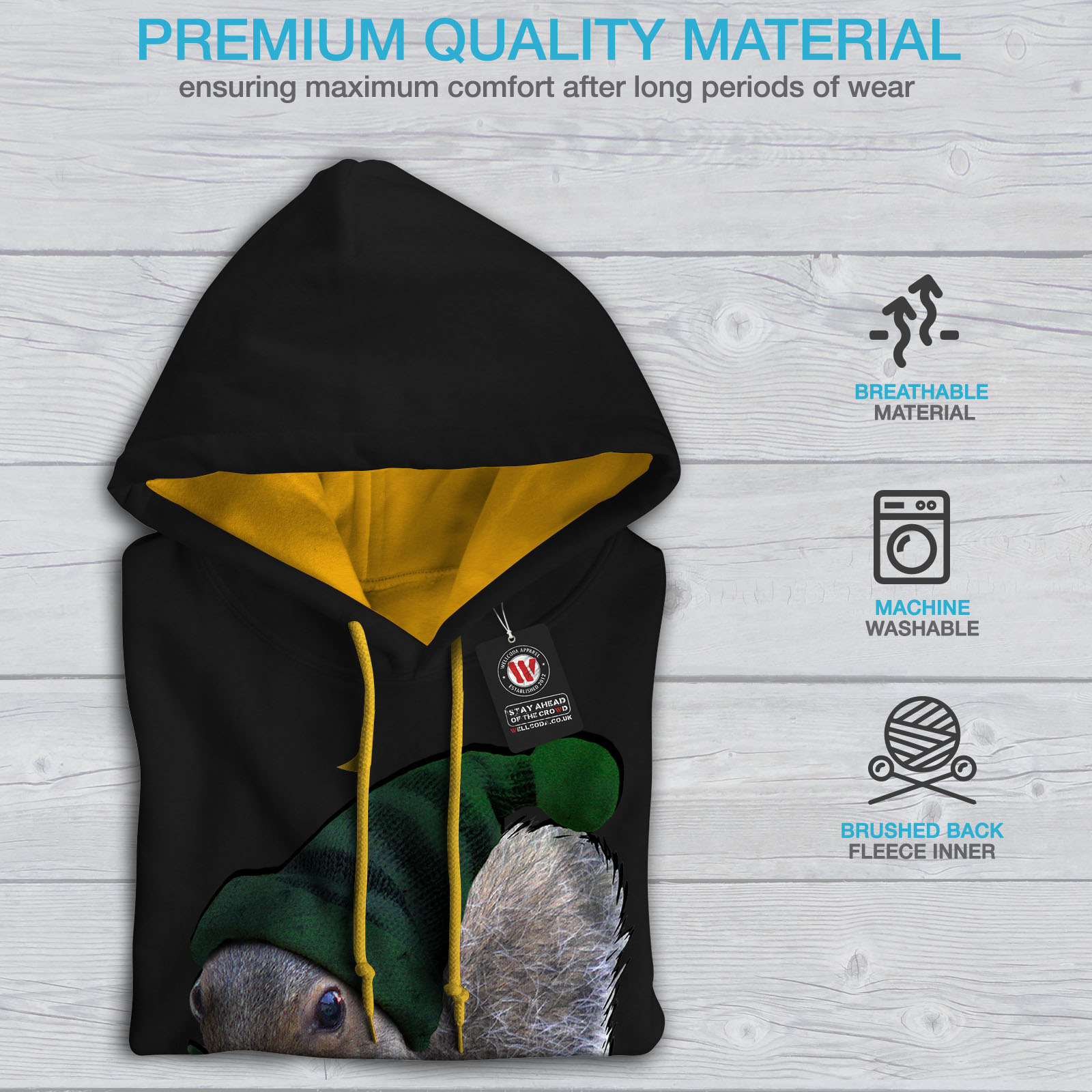 Nut Dwarf Casual Pullover Jumper Wellcoda Green Squirrel Hat Mens Sweatshirt