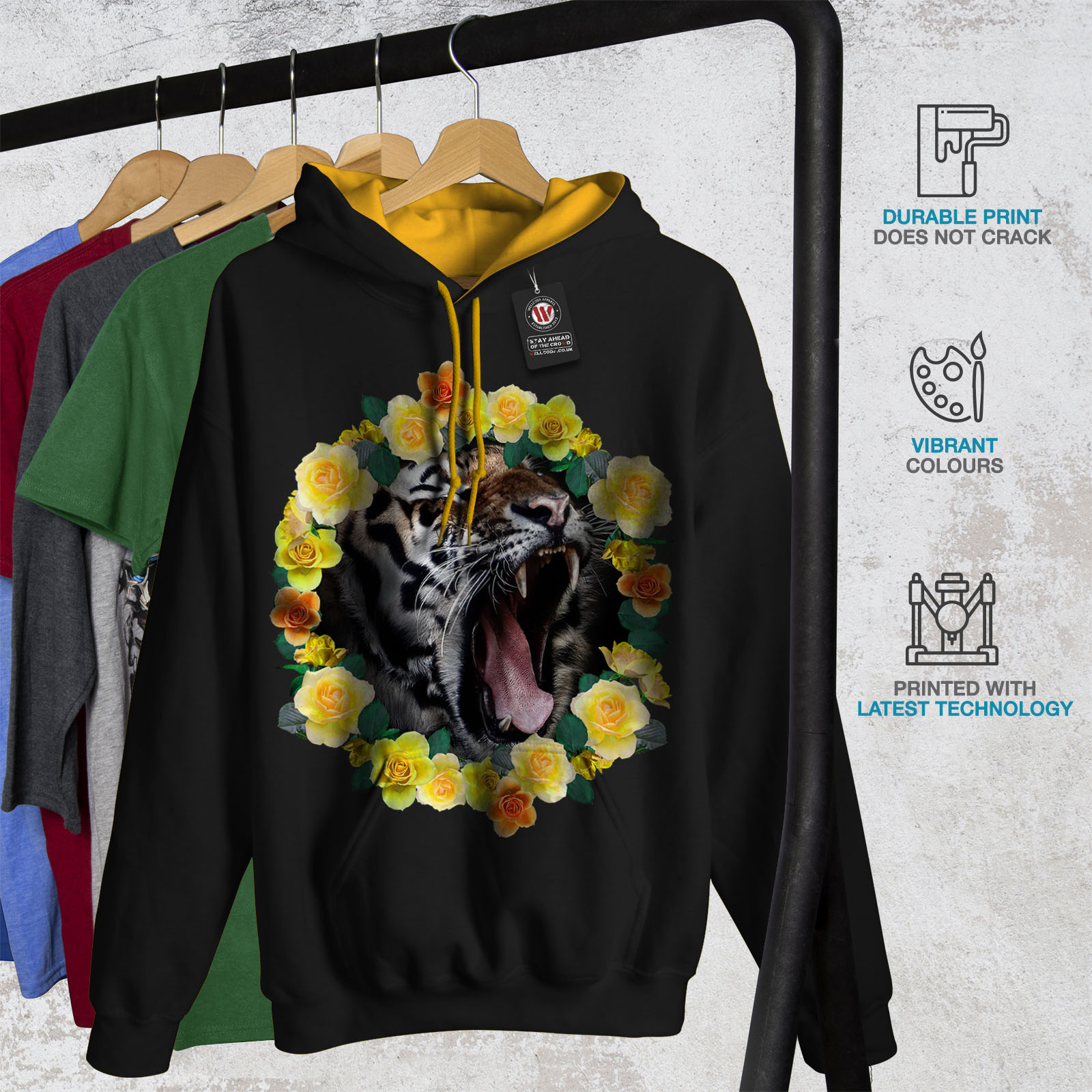 Funny Black Mens gold Hood Wellcoda Contrast Jumper Casual Hoodie fB1tY
