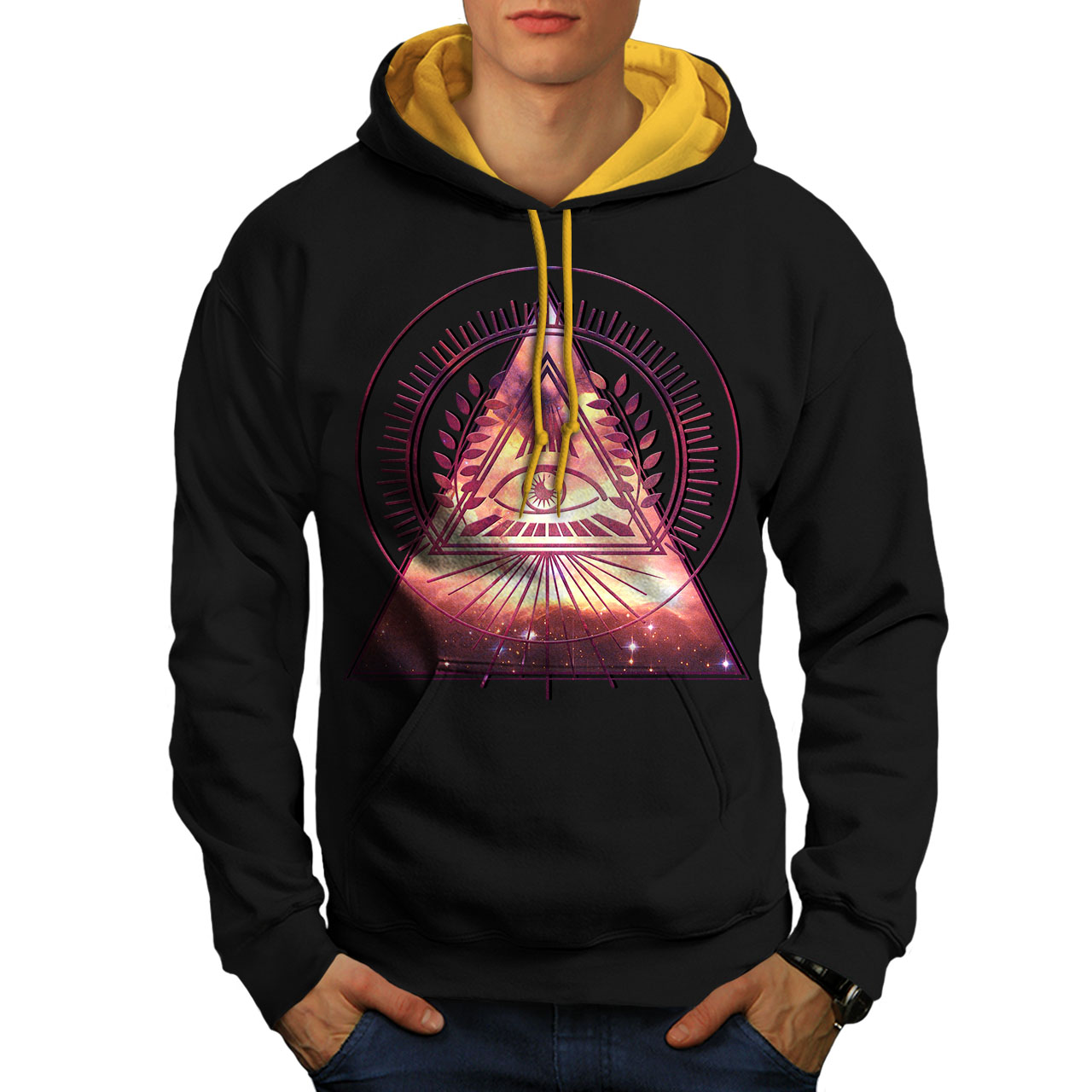 Sudadera con capucha para hombre wellcoda Triángulo Galaxy contraste Jumper Informales Místico