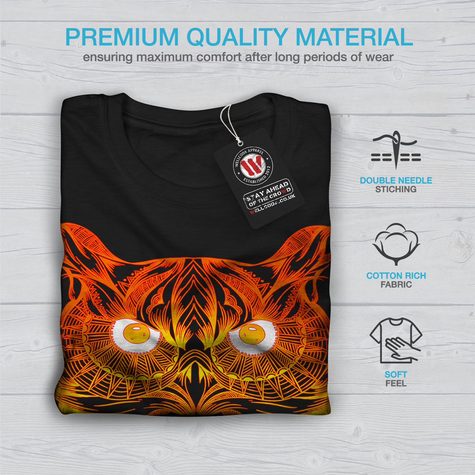 thumbnail 7  - Wellcoda Night Owl On Fire Mens T-shirt, Burning Graphic Design Printed Tee