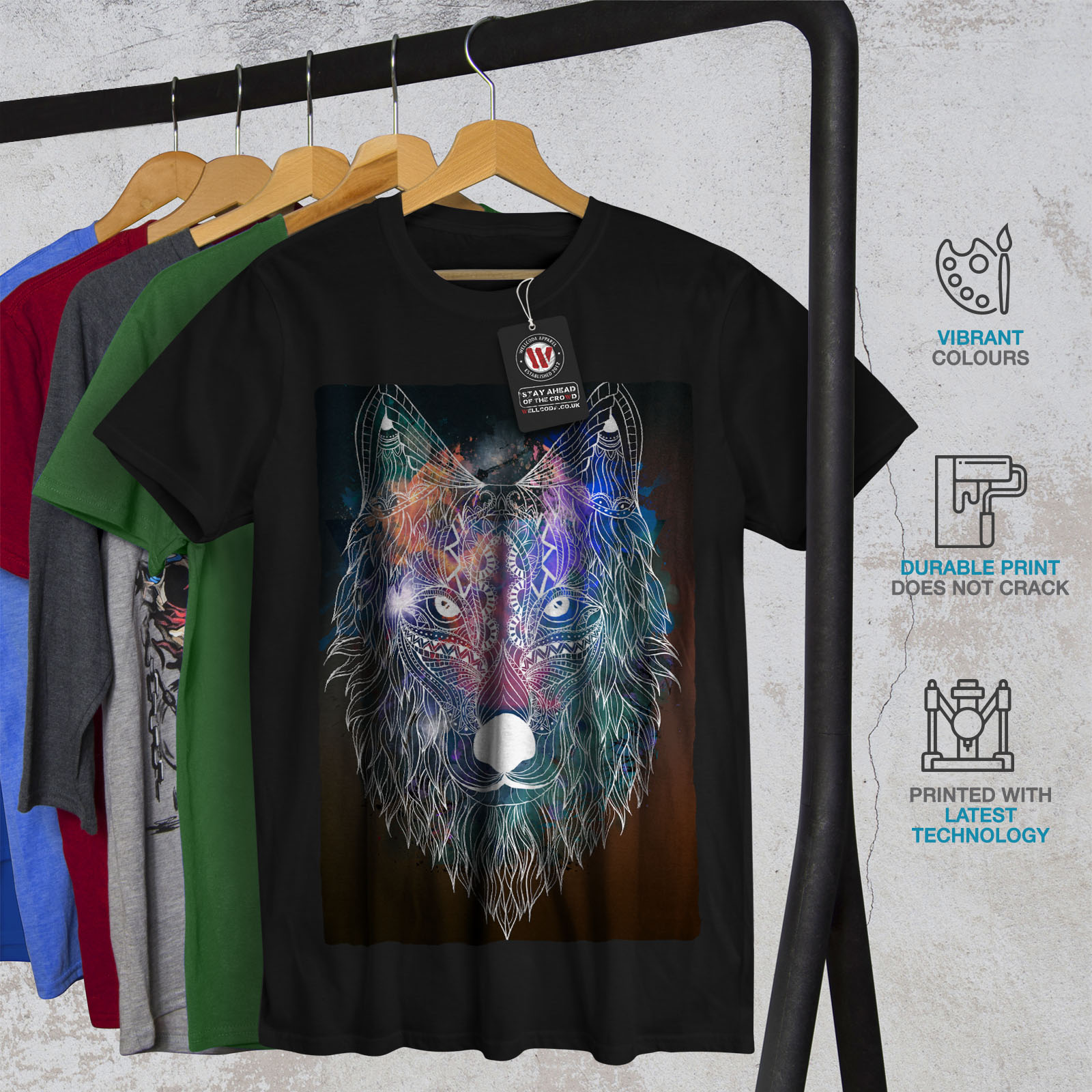 Head Graphic Design Printed Tee Wellcoda Wolf Freak Mens T-shirt