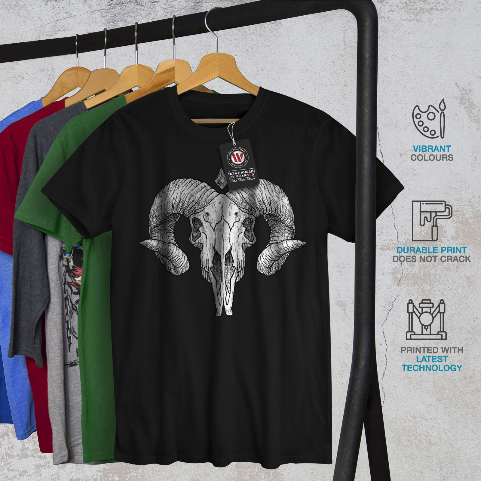 Hell Graphic Design Wellcoda Devil Satan Hell Skull Mens Long Sleeve T-shirt 