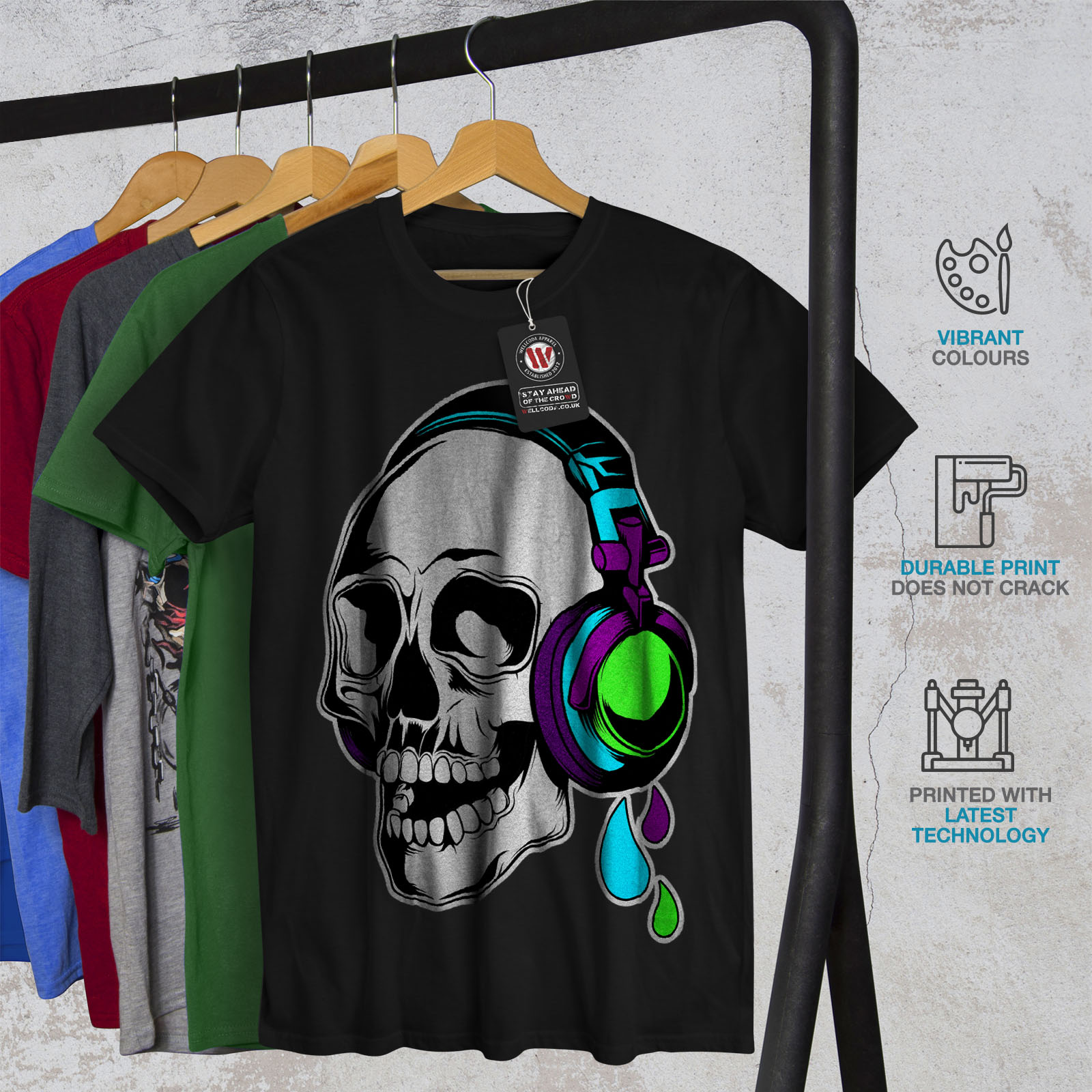 Wellcoda Headphone Music Art Mens Tshirt, Concert Graphic