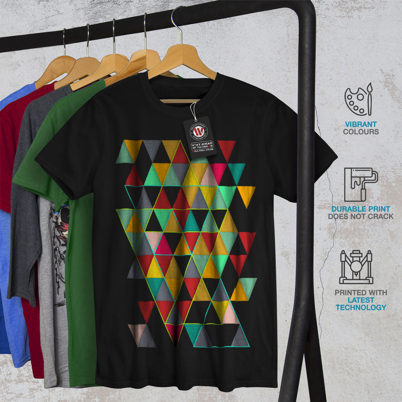 Wellcoda Geometric Stylish Mens Tshirt, Abstract Graphic Design