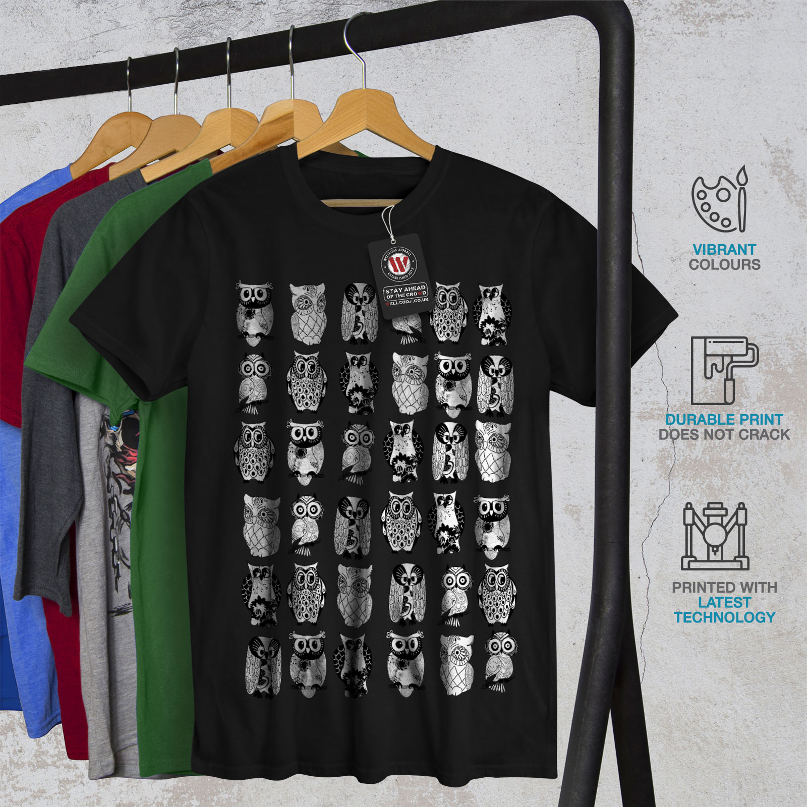 Bird Graphic Design Printed Tee Wellcoda Multiple Owl Funny Mens T-shirt