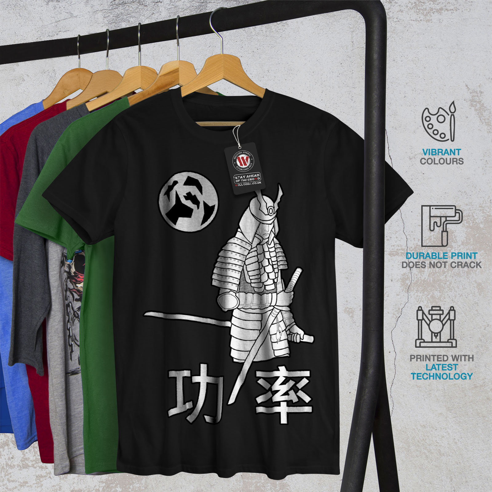 Wellcoda Katana Unique Mens Tshirt, Hieroglyph Graphic Design Printed