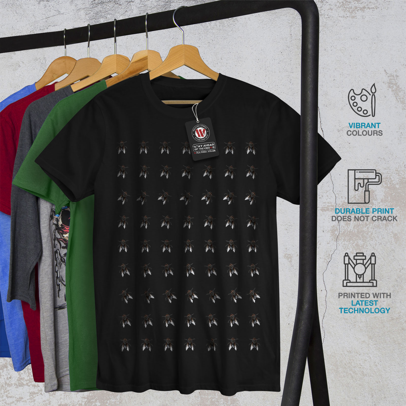 Wellcoda Fly Bug Insect Animal Mens T-shirt Insect Graphic Design Printed Tee