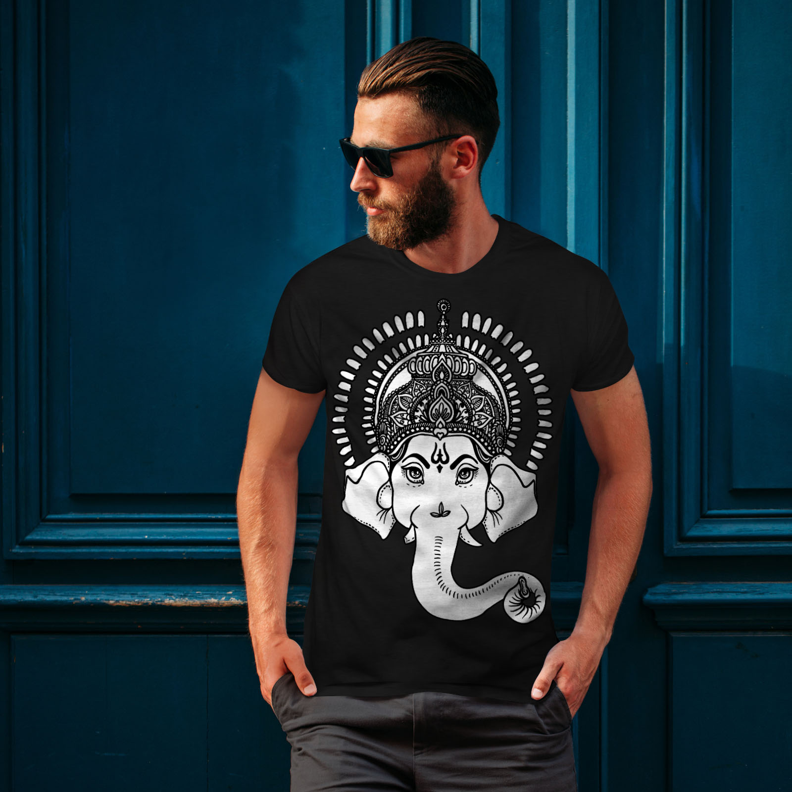 hindú Camiseta Impresa Diseño Gráfico Arte indio wellcoda Ganesha para hombre Camiseta