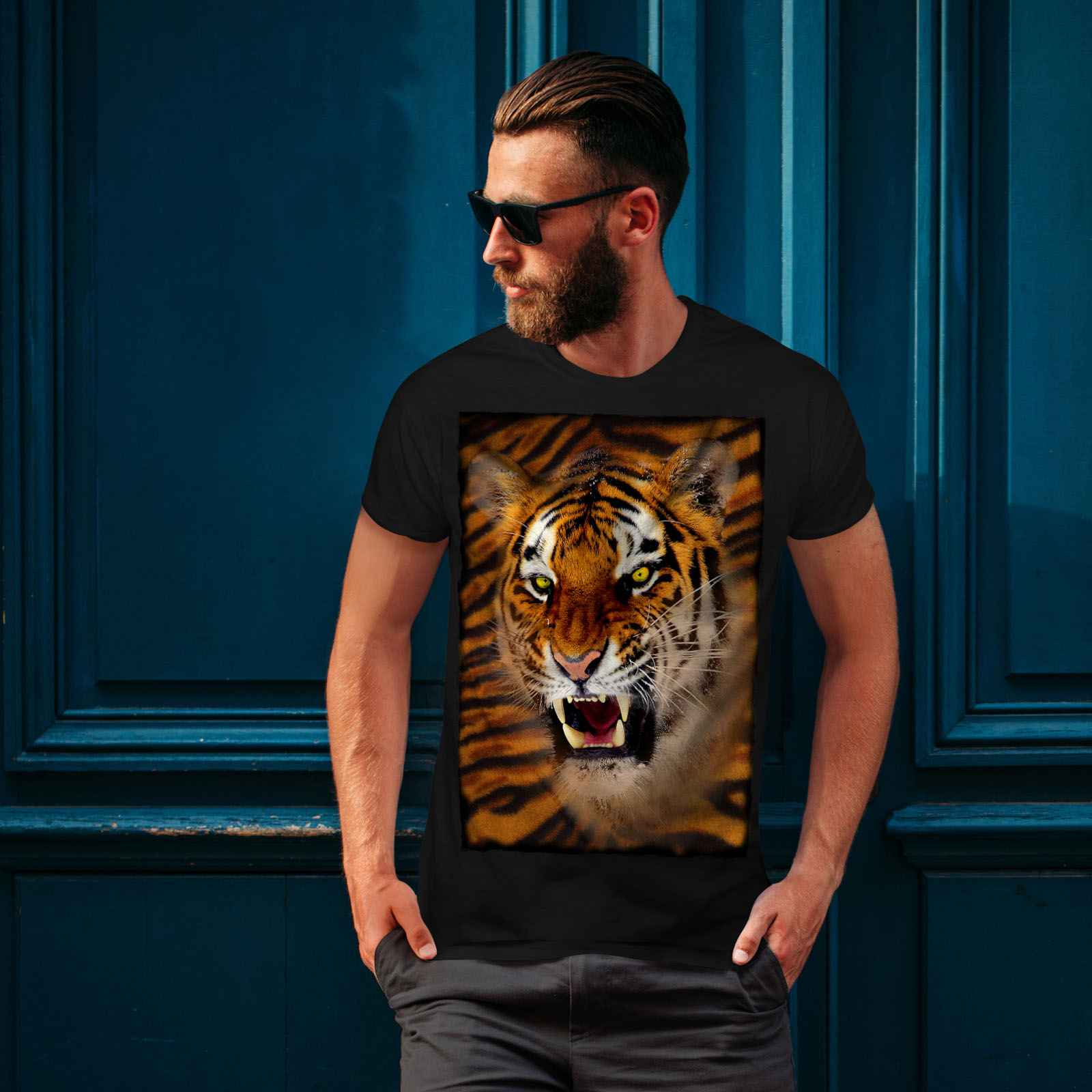 Wellcoda Tiger Beast Angry Animal Mens T-shirt, Wild Graphic Design ...