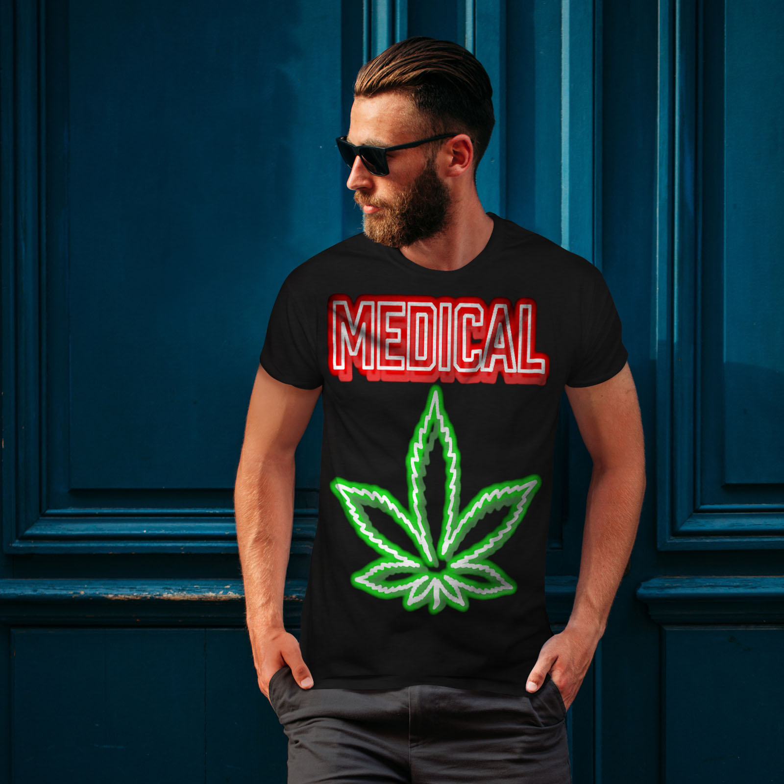 Wellcoda Medical Marijuana Rasta Mens Tshirt, Smoke Graphic Design