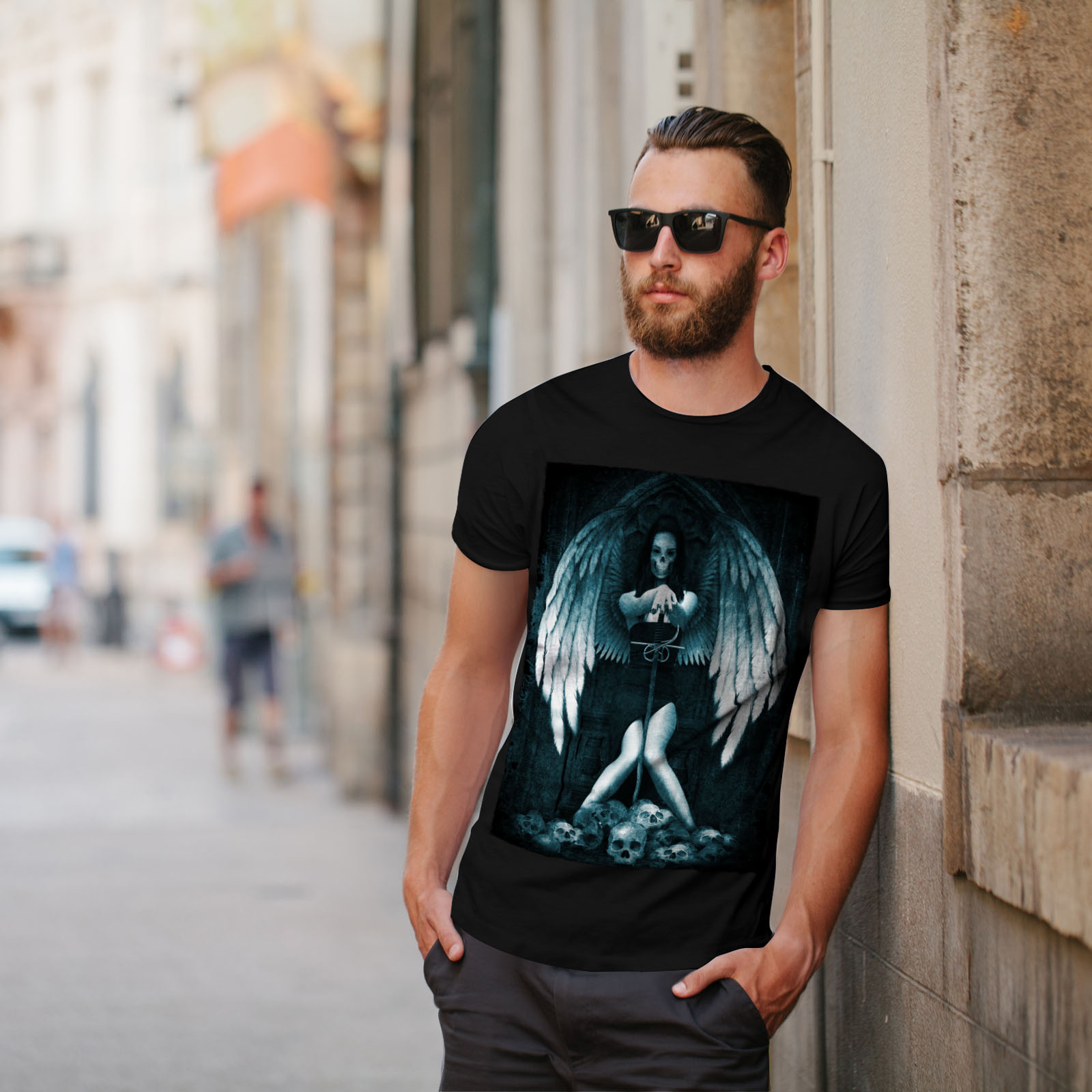 Wellcoda Angel Metal Death Mens T shirt Sword Graphic Design Printed Tee