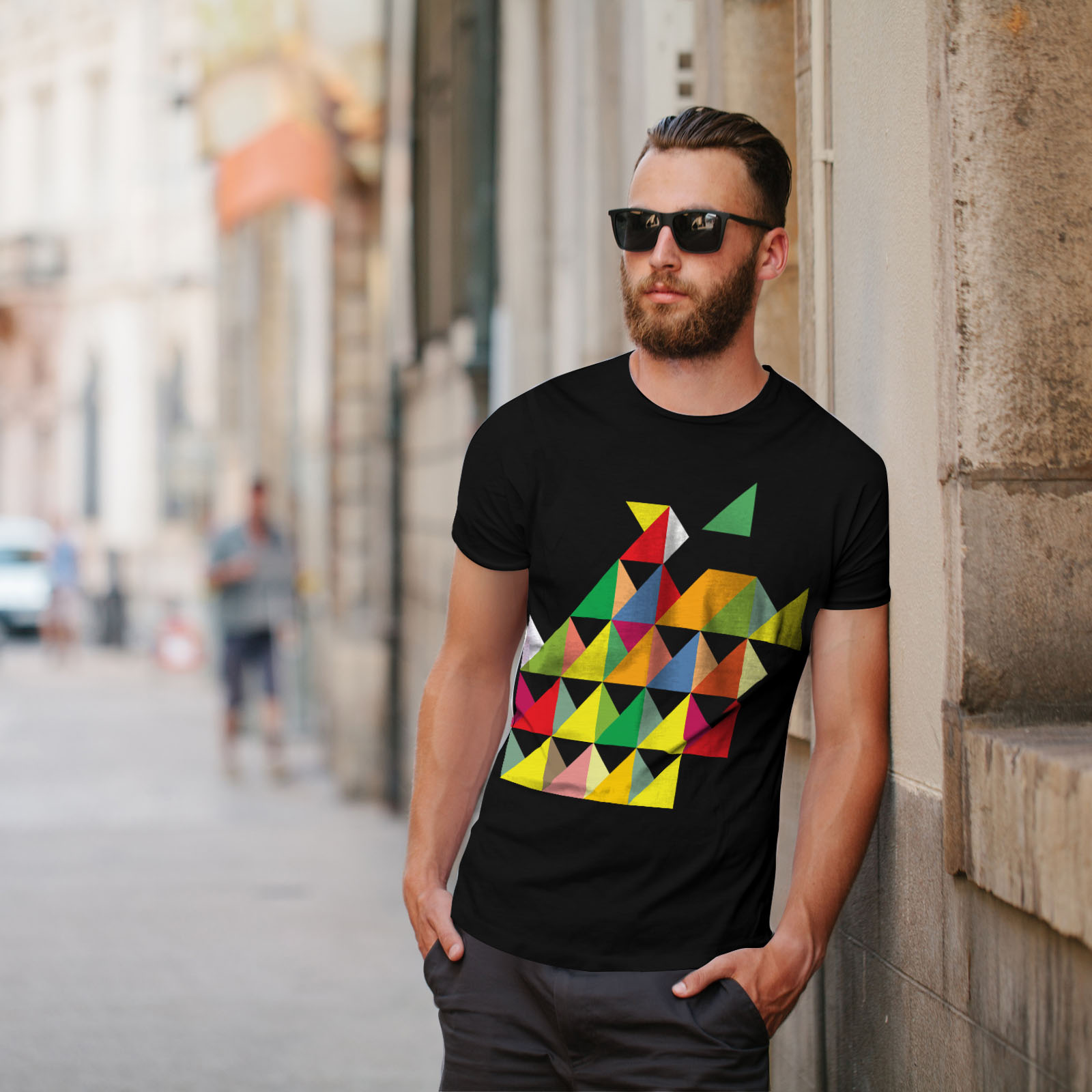 Wellcoda Geometric Shape Mens T-shirt, Colorful Graphic Design Printed ...