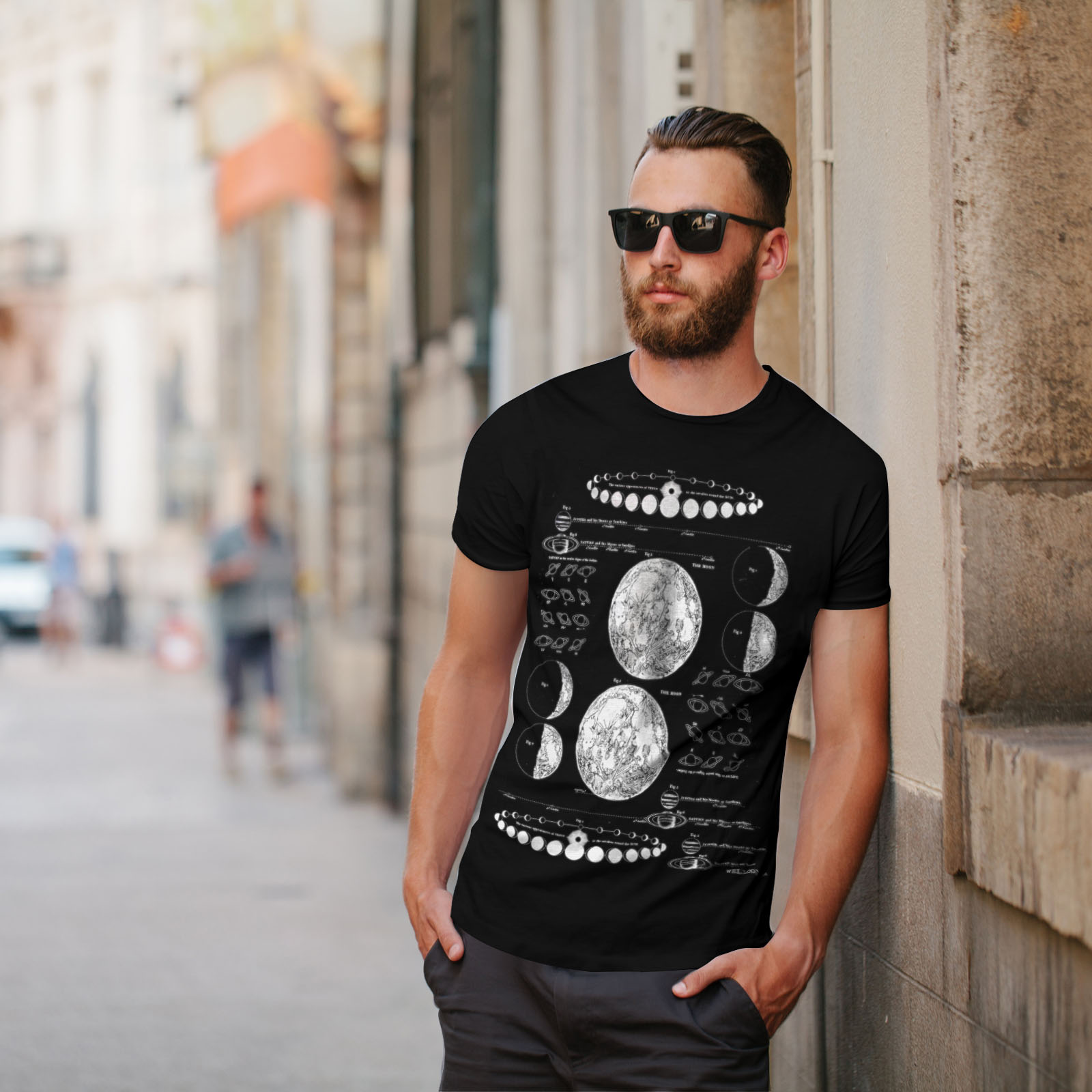 Wellcoda Moon Phases Mens T-shirt, Astronomy Graphic Design Printed Tee ...