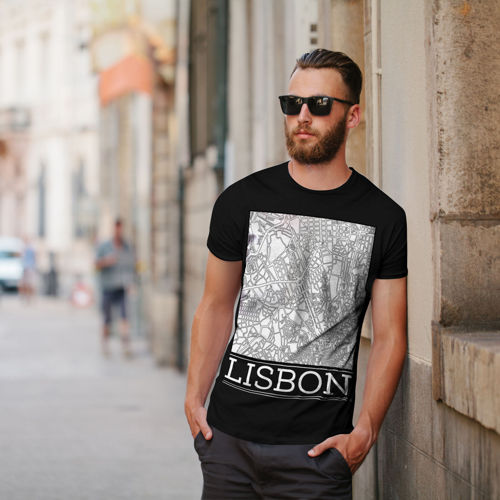 Wellcoda Lisbon City Map Fashion Mens T-shirt, Big Graphic Design Printed  Tee | eBay