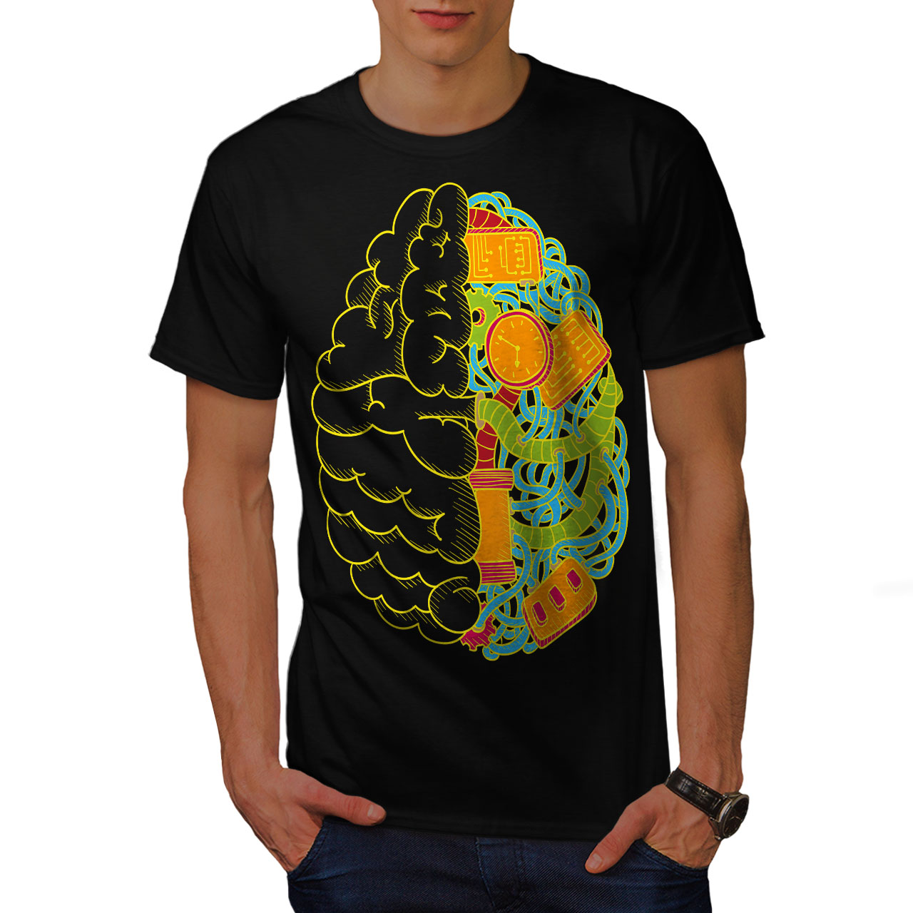 Wellcoda Brain Geek Computer Mens T-shirt, Science Graphic Design ...