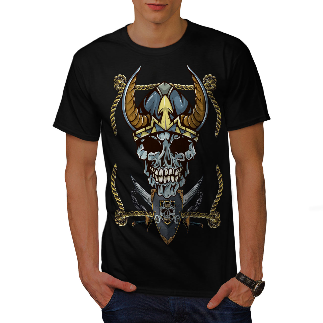 Wellcoda Old Pirate Metal Mens T-shirt Warrior Graphic Design Printed Tee 