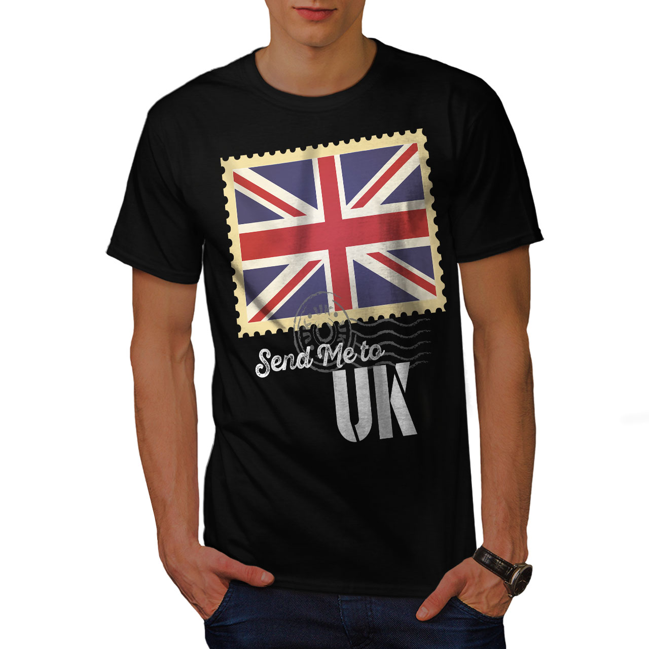 Wellcoda UK Flag Tourist Mens T-shirt, England Graphic Design Printed ...
