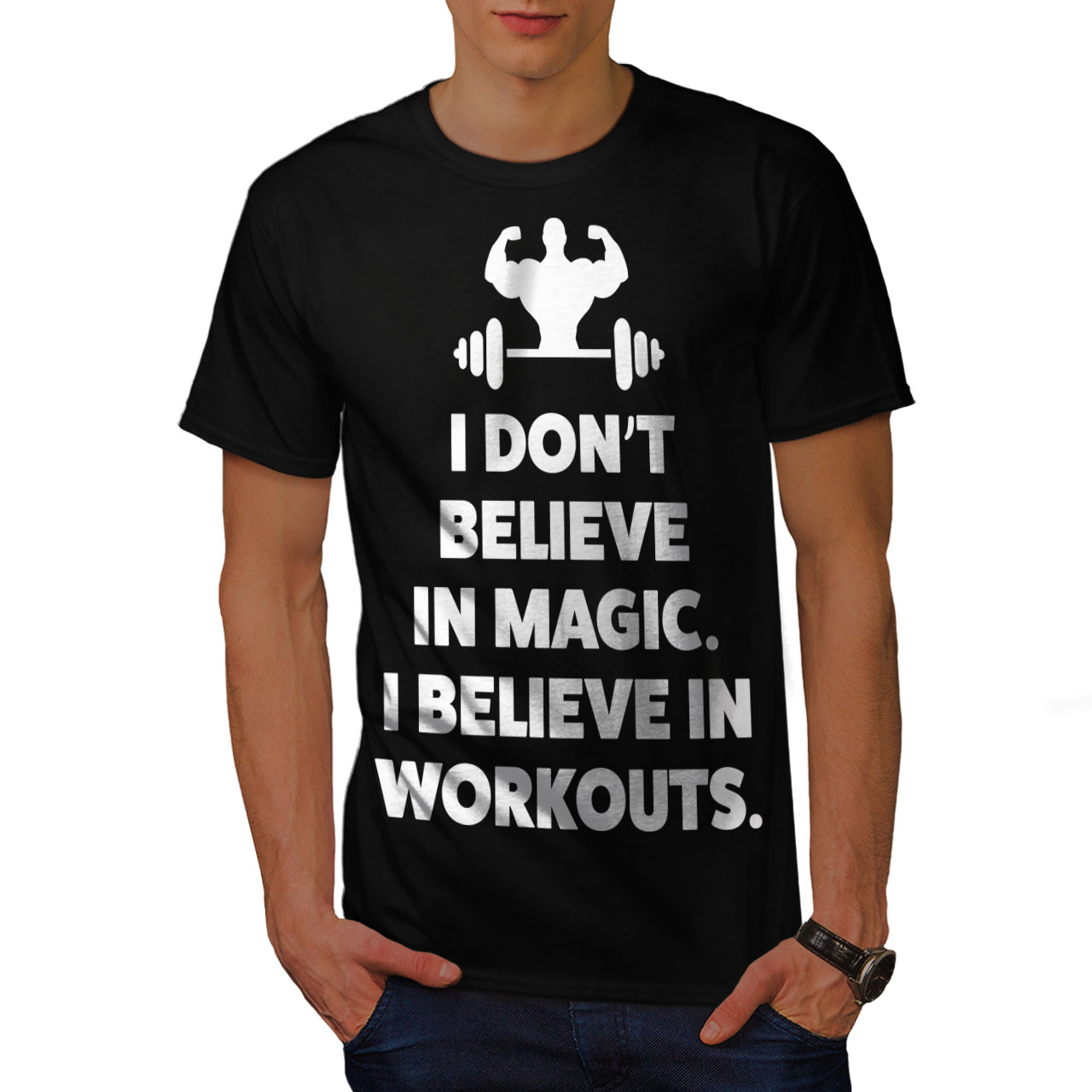 Download Wellcoda Believe Gym Workout Mens T-shirt, Workout Graphic Design Printed Tee | eBay