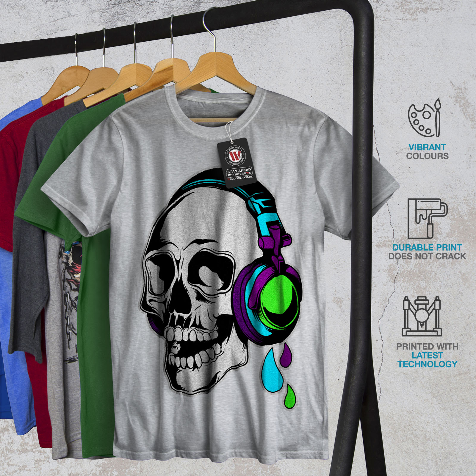 Wellcoda Headphone Music Art Mens Tshirt, Concert Graphic