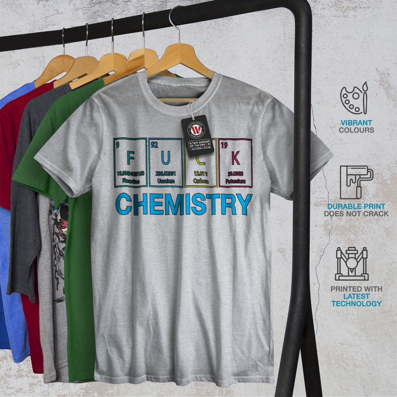 Buffa design grafico stampato T-shirt Wellcoda Fanatico della chimica Divertente Uomo T-shirt