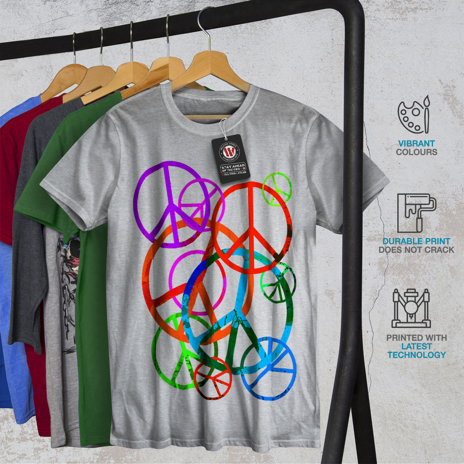 Wellcoda Make love not war T-shirt da uomo la pace design grafico stampato T-shirt