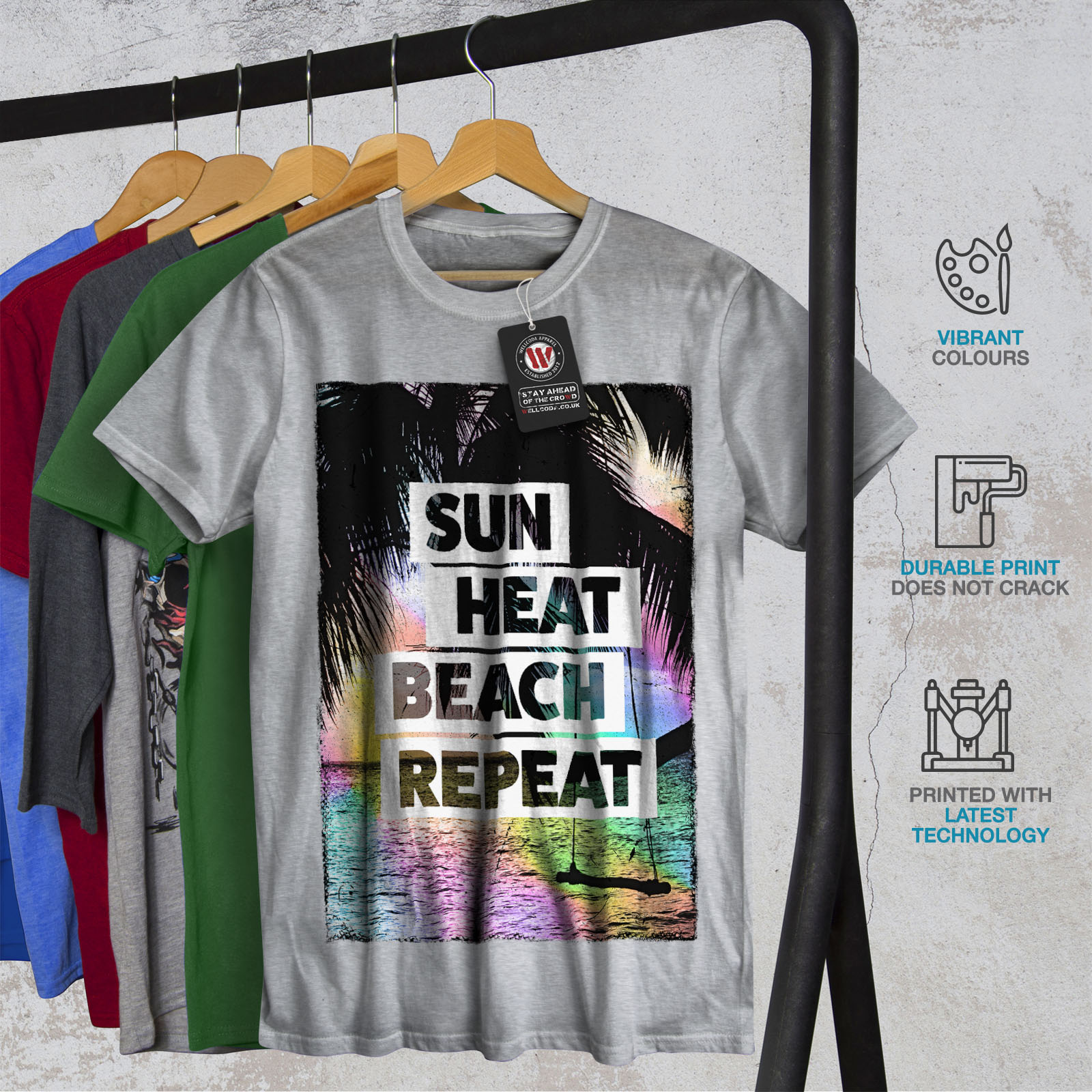 Summer Graphic Design Printed Tee Wellcoda Summer Hawaii Sun Mens T-shirt 
