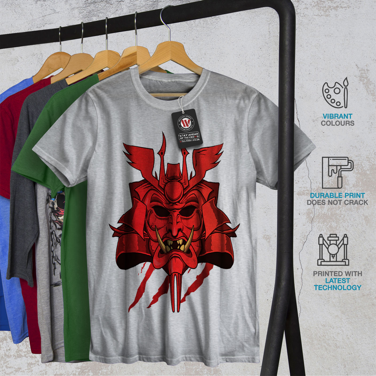Wellcoda Japanese Oni Mask Mens T-shirt, Japan Graphic Design Printed ...