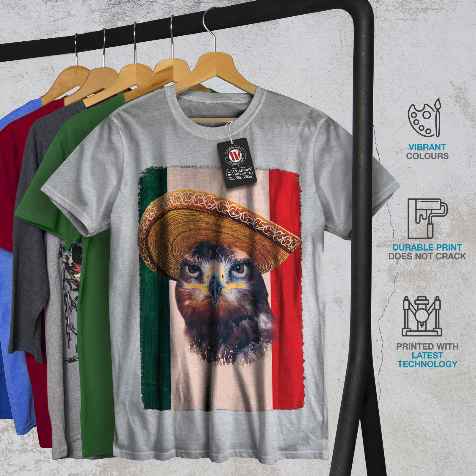 Wellcoda Eagle Bird Sombrero Mens T-shirt Mexico Graphic Design Printed Tee Wellcoda Eagle Bird Sombrero Mens T-shirt Mexico Graphic Design Printed Tee