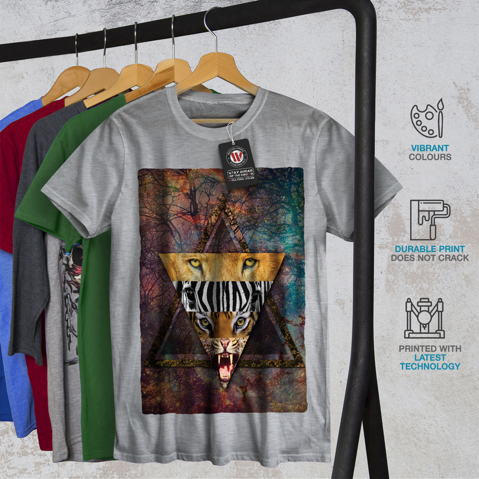 Wellcoda Romantic Tiger Animal Mens T-shirt Free Graphic Design Printed Tee