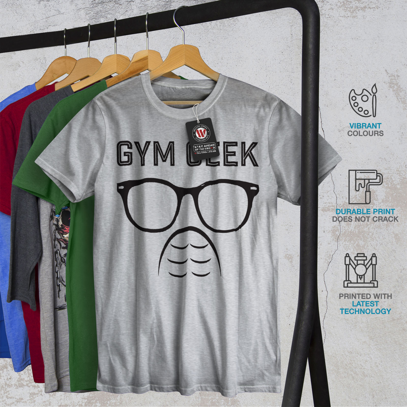 Download Wellcoda Geek Gym Fitness Mens T-shirt, Fitness Graphic Design Printed Tee | eBay