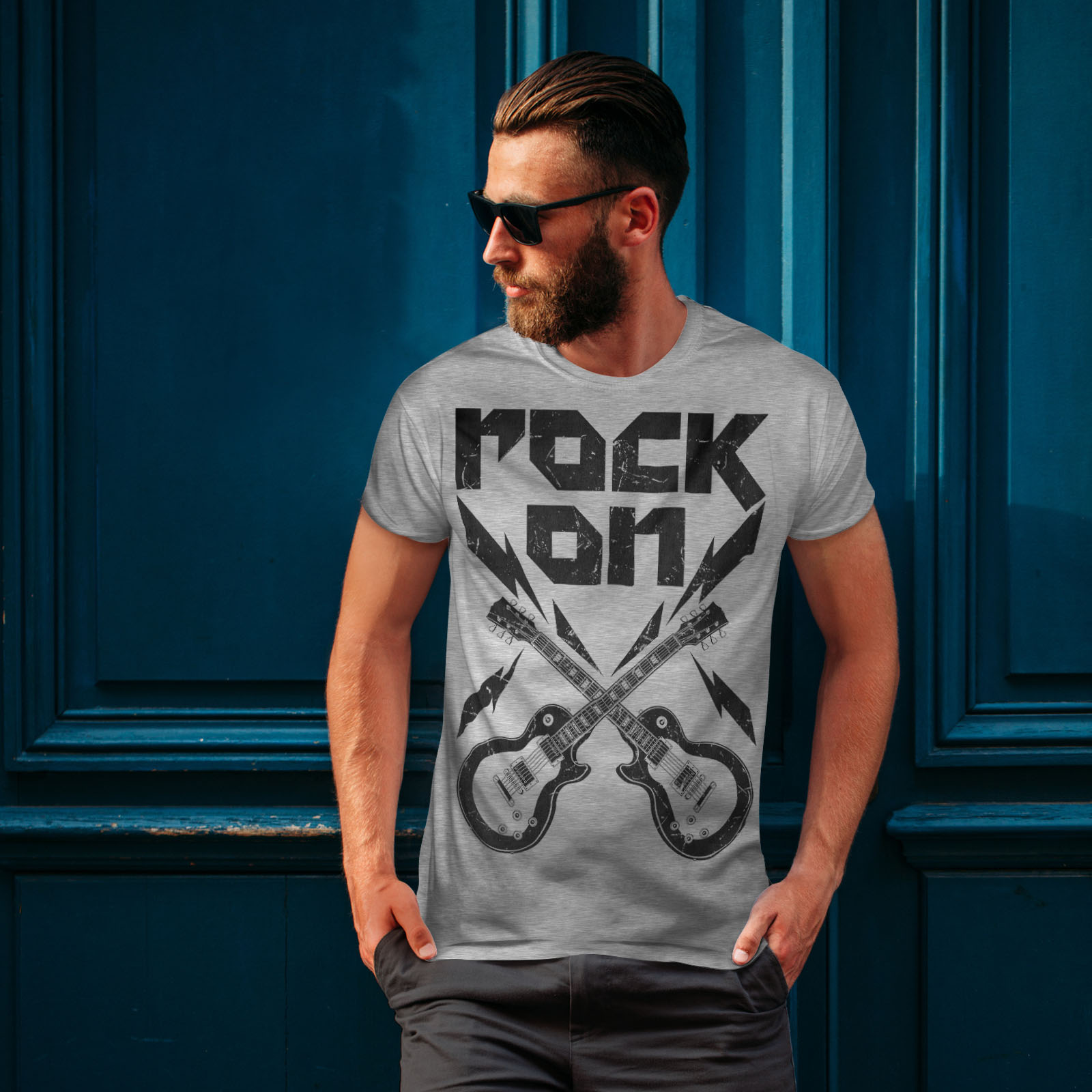 Wellcoda Rock'n Roll Smash Mens T-shirt Guitar Graphic Design Printed Tee 