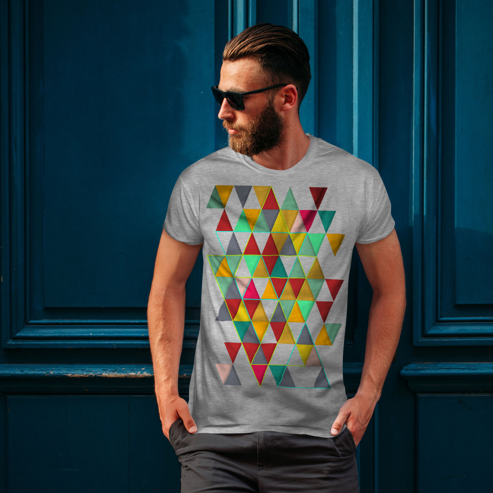 Wellcoda Geometric Stylish Mens T-shirt, Abstract Graphic Design ...