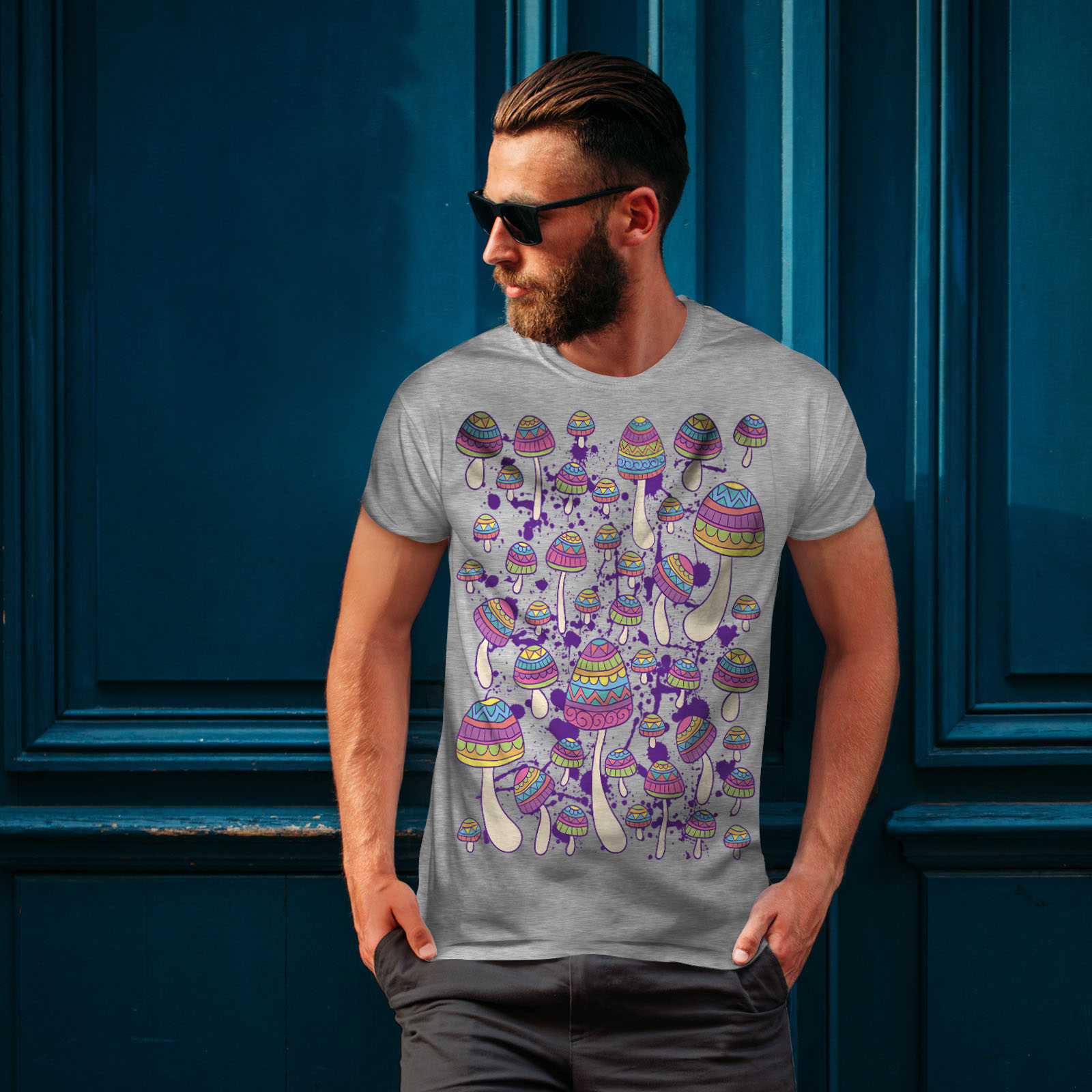 Wellcoda Artsy Mushroom Head Mens T-shirt Funny Graphic Design Printed Tee 