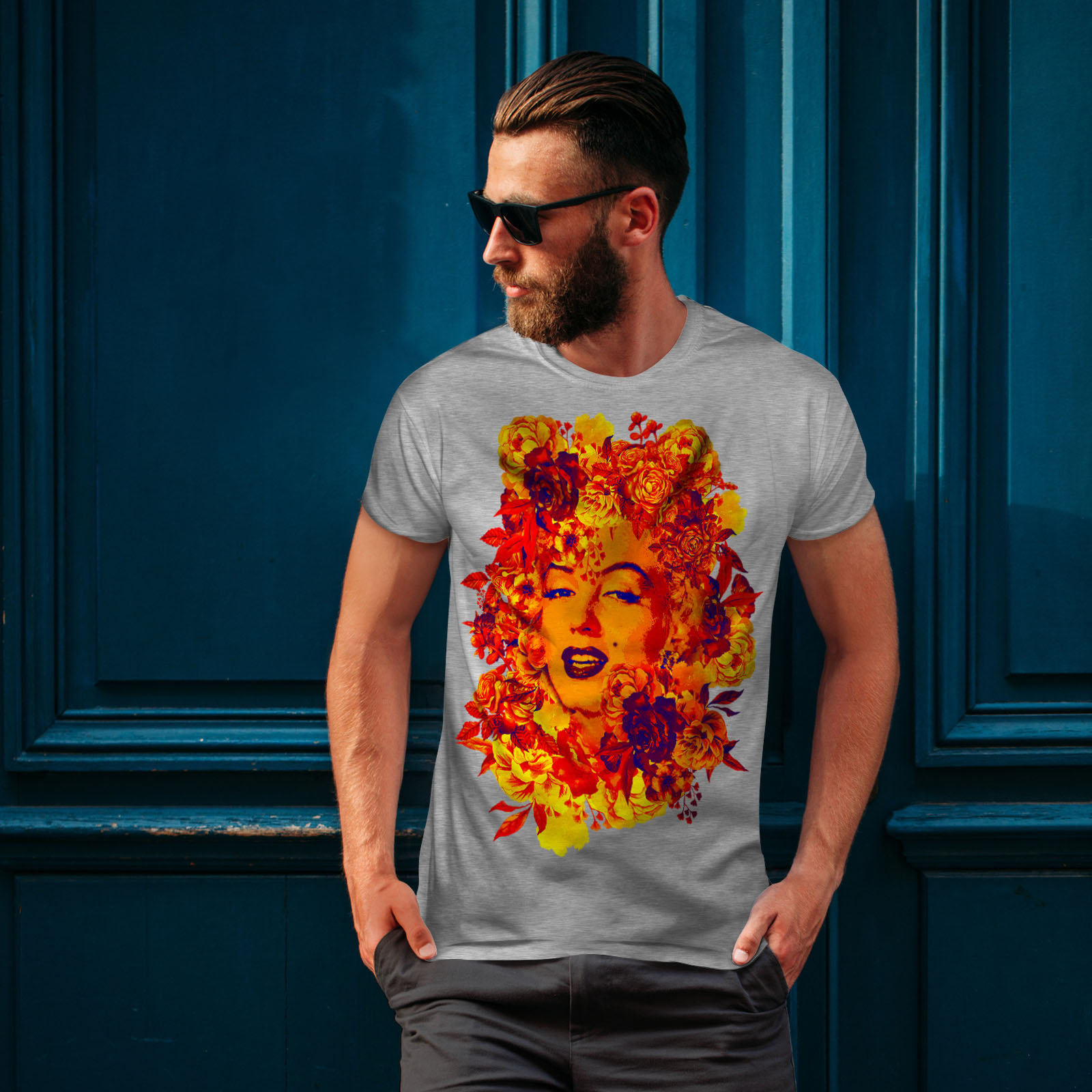 Wellcoda Flower Celebrity Mens T-shirt, Marilyn Graphic Design Printed ...