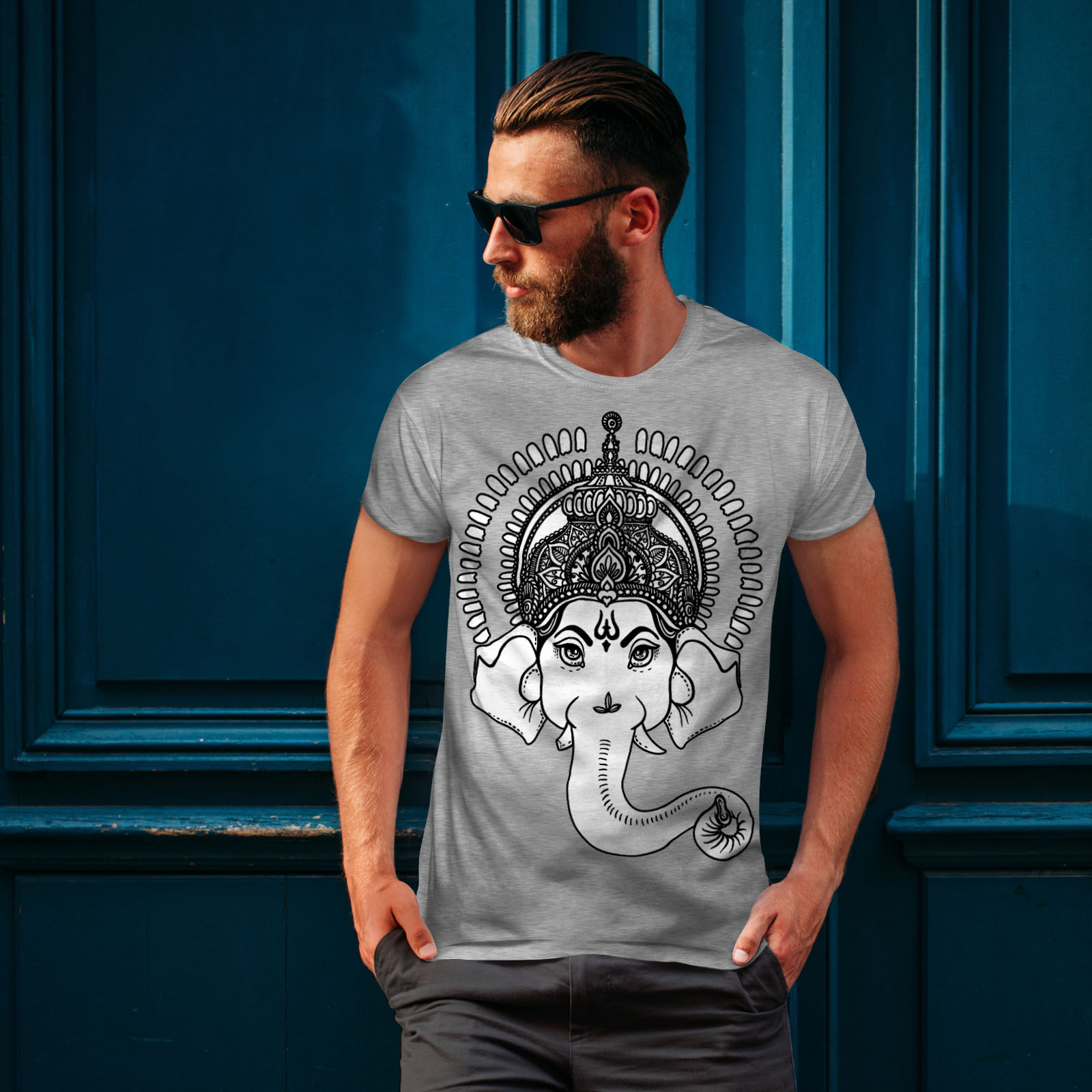 hindú Camiseta Impresa Diseño Gráfico Arte indio wellcoda Ganesha para hombre Camiseta