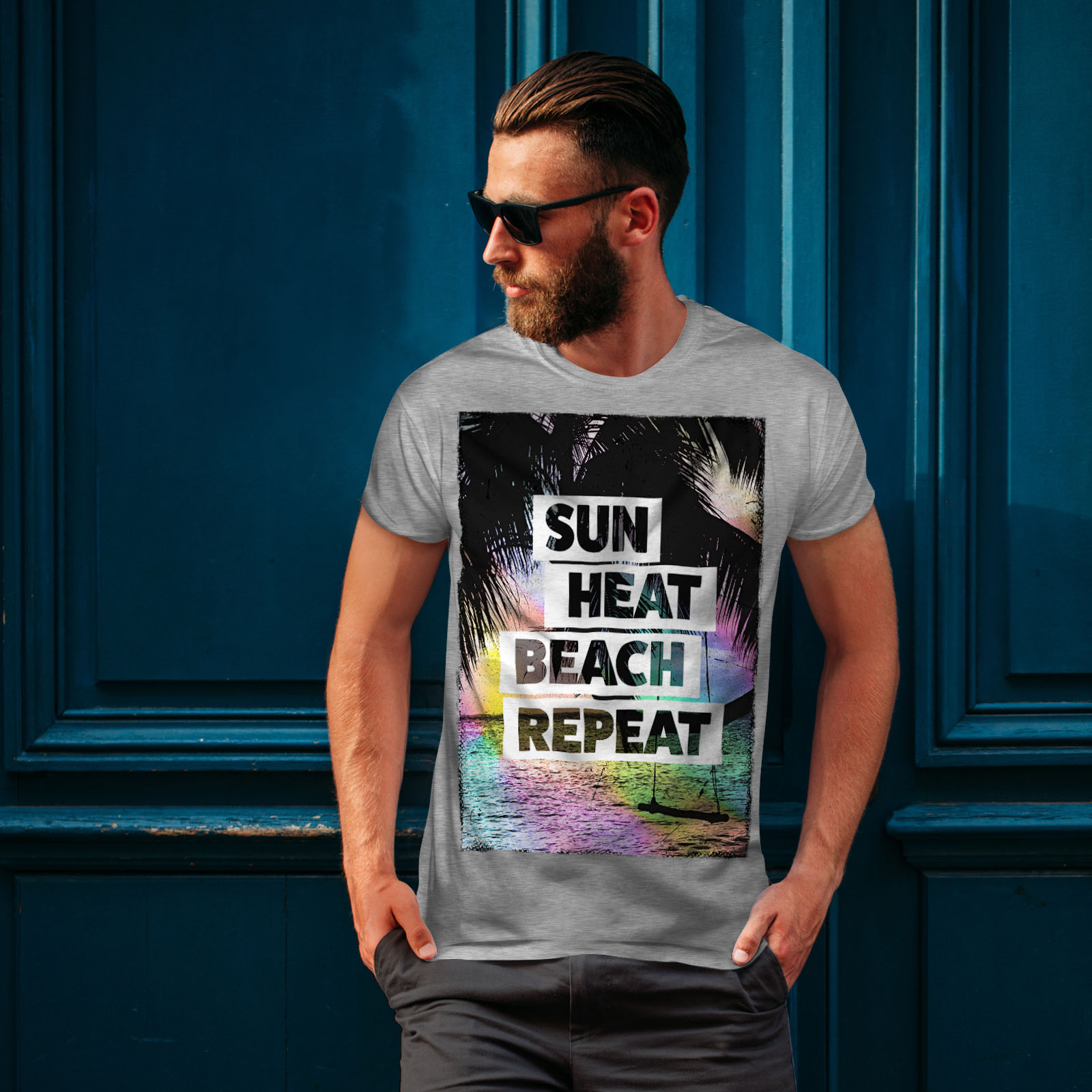 Wellcoda Summer Hawaii Sun Mens T-shirt Summer Graphic Design Printed Tee 