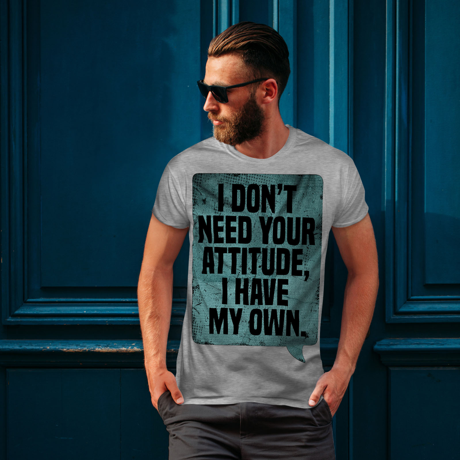 Wellcoda My Attitude Saying Funny Mens T shirt Have Graphic Design 
