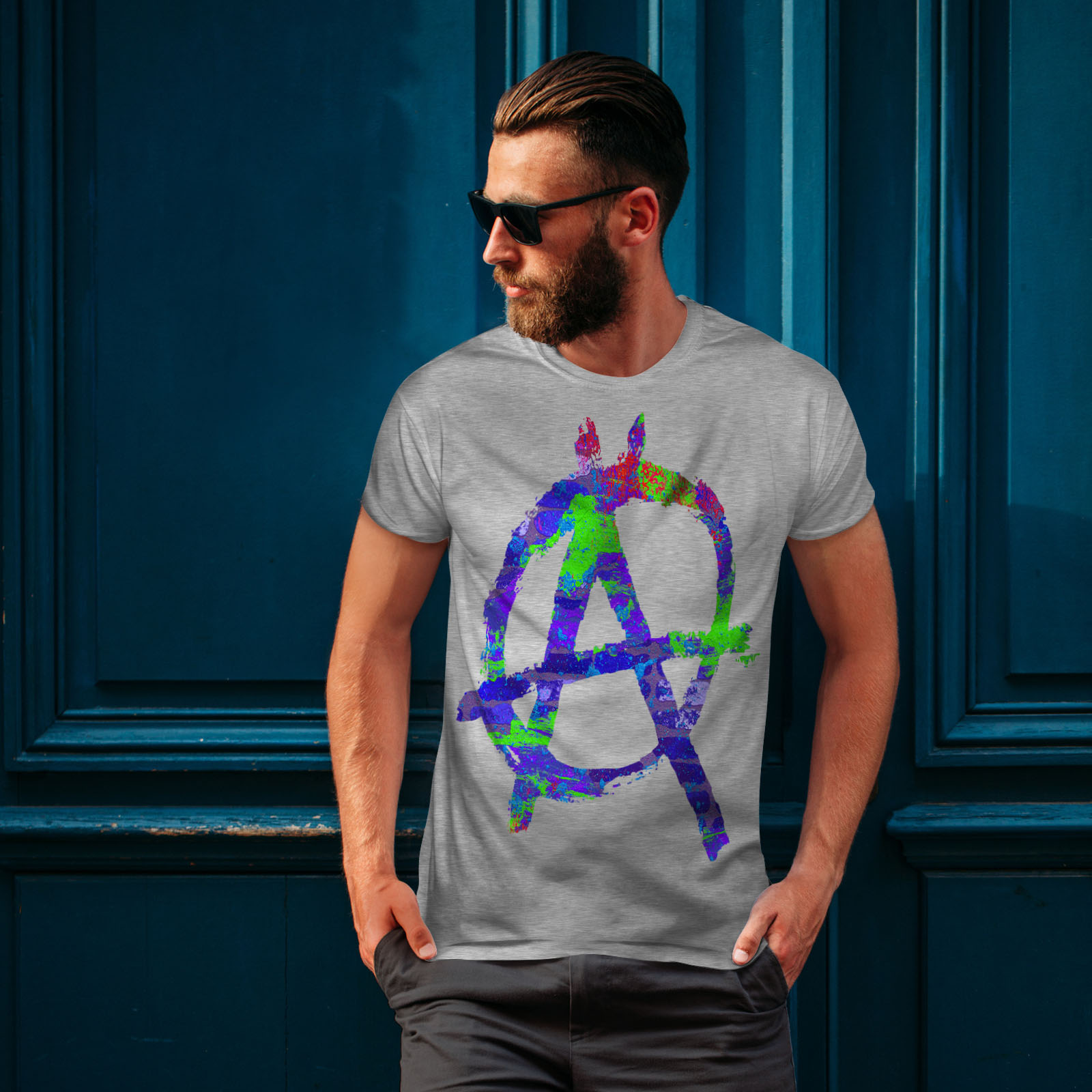 Graffiti Active Sports Shirt Wellcoda Anarchy Symbol Color Mens Tank Top 