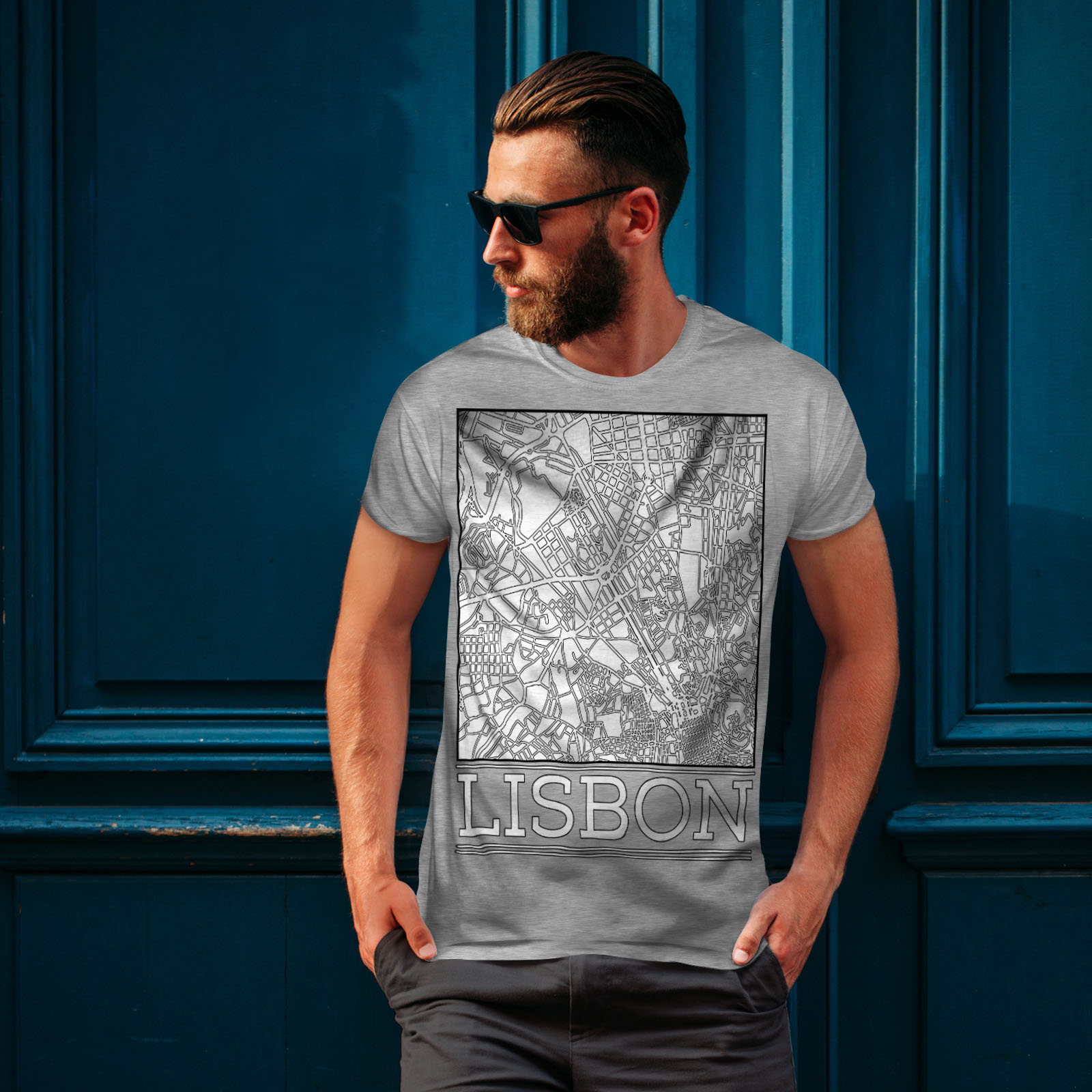 Wellcoda Lisbon City Map Fashion Mens T-shirt, Big Graphic Design Printed  Tee | eBay