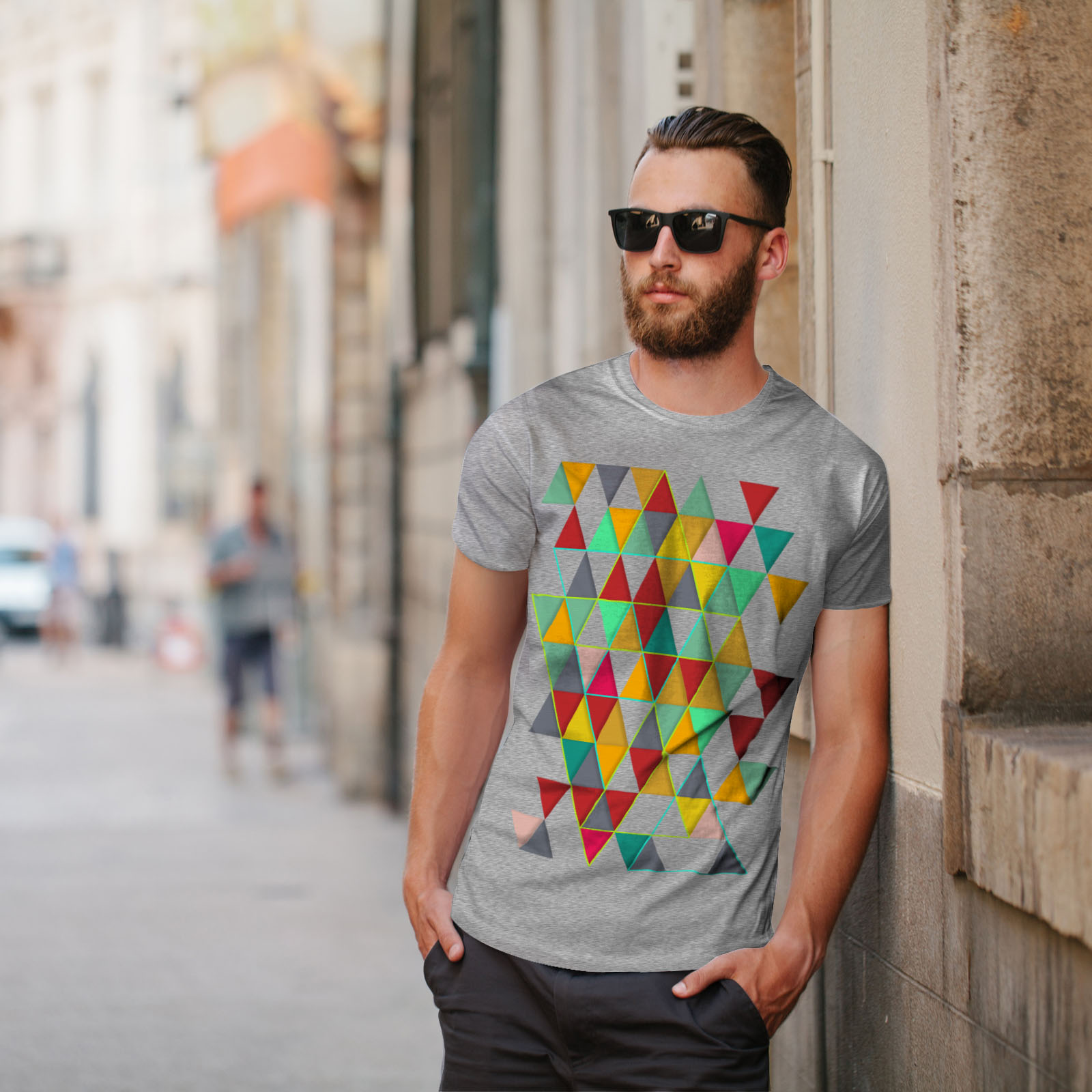 Wellcoda Geometric Stylish Mens T-shirt, Abstract Graphic Design ...