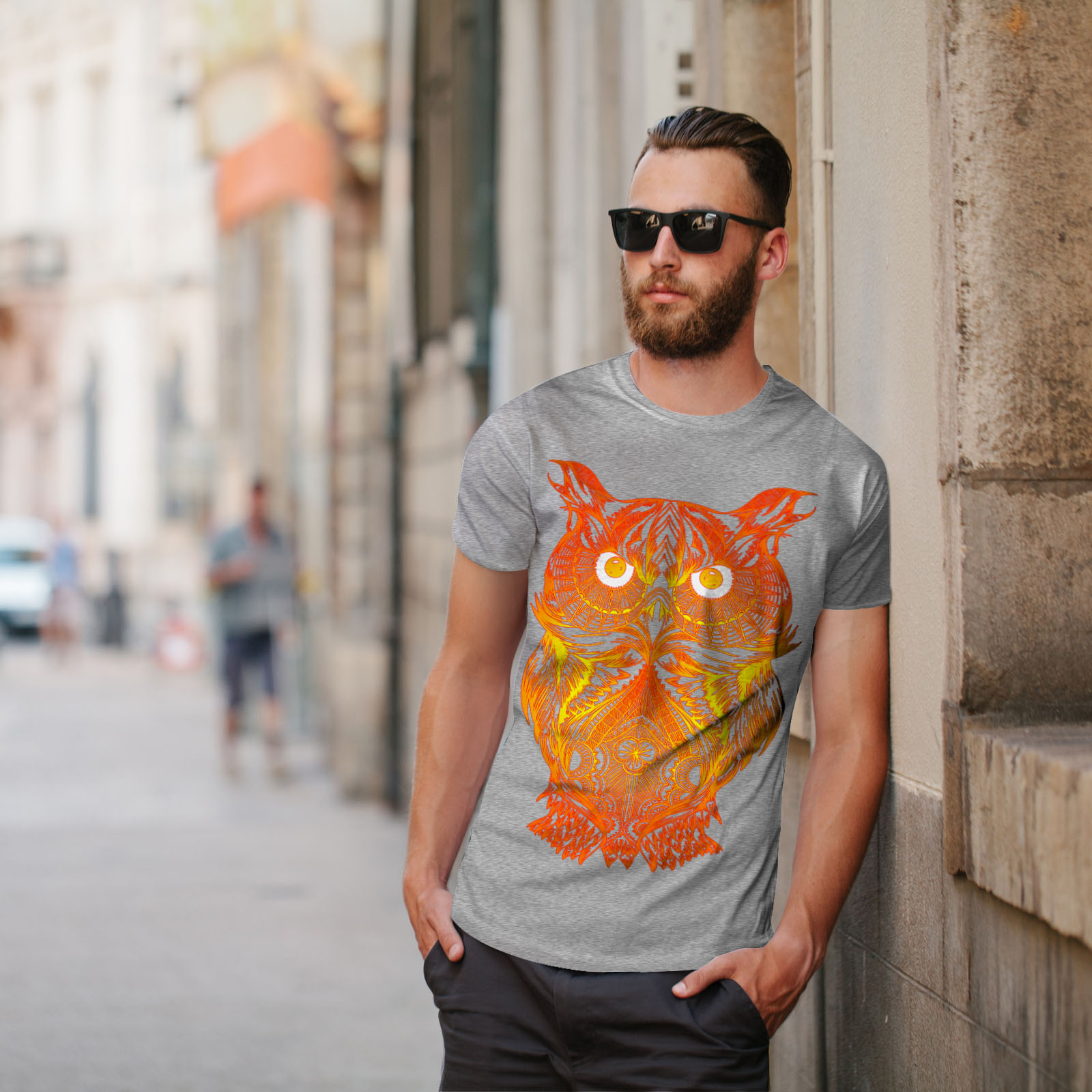thumbnail 17  - Wellcoda Night Owl On Fire Mens T-shirt, Burning Graphic Design Printed Tee