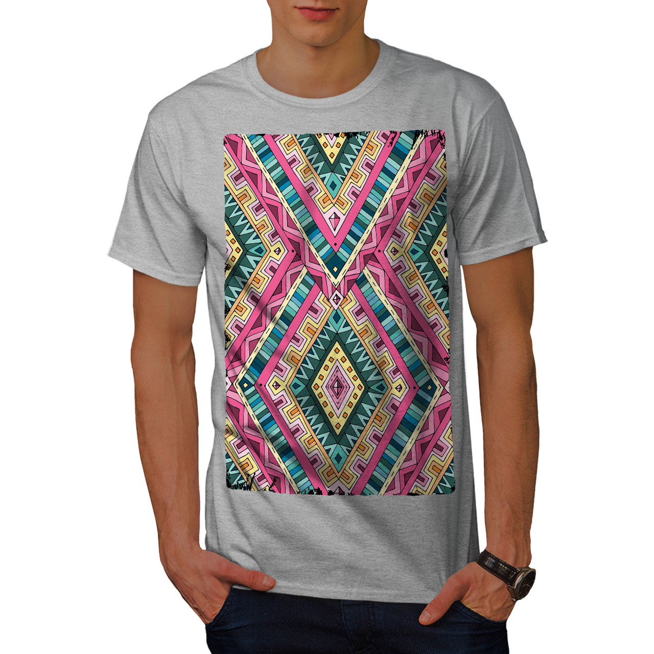 Wellcoda Psychedelic Pattern Mens T-shirt, Colorful Graphic Design ...