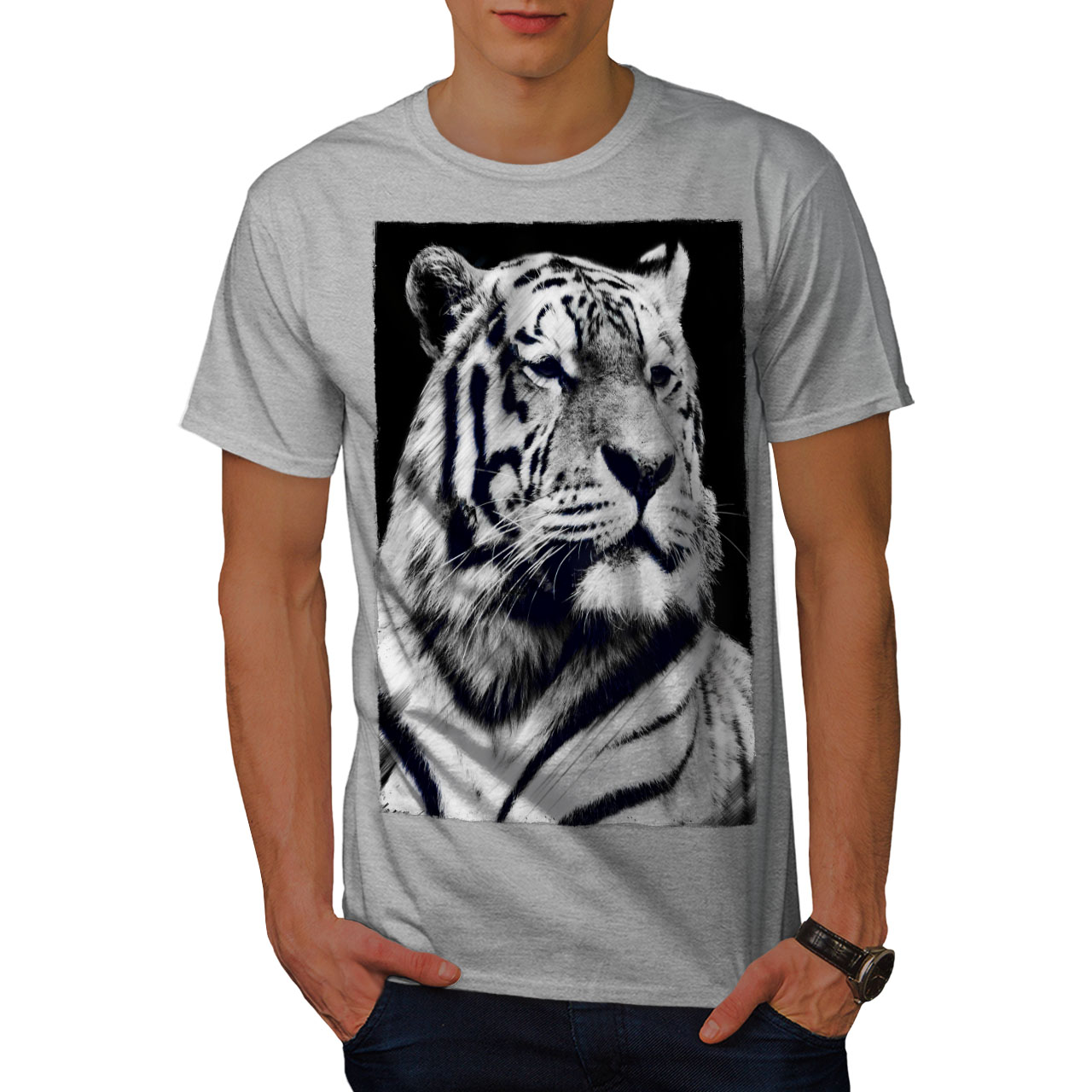 Wellcoda Beast Animal White Tiger Mens T-shirt, King Graphic Design ...