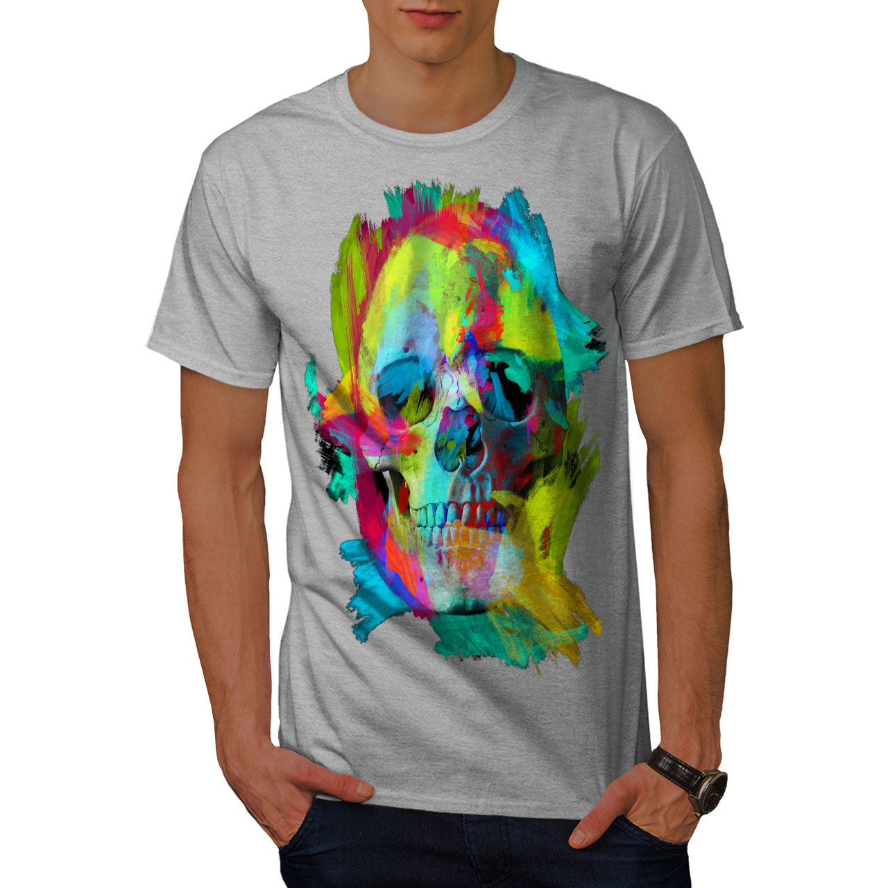 Festival Graphic Design Printed Tee Wellcoda Colorful Paint Rock Mens T-shirt