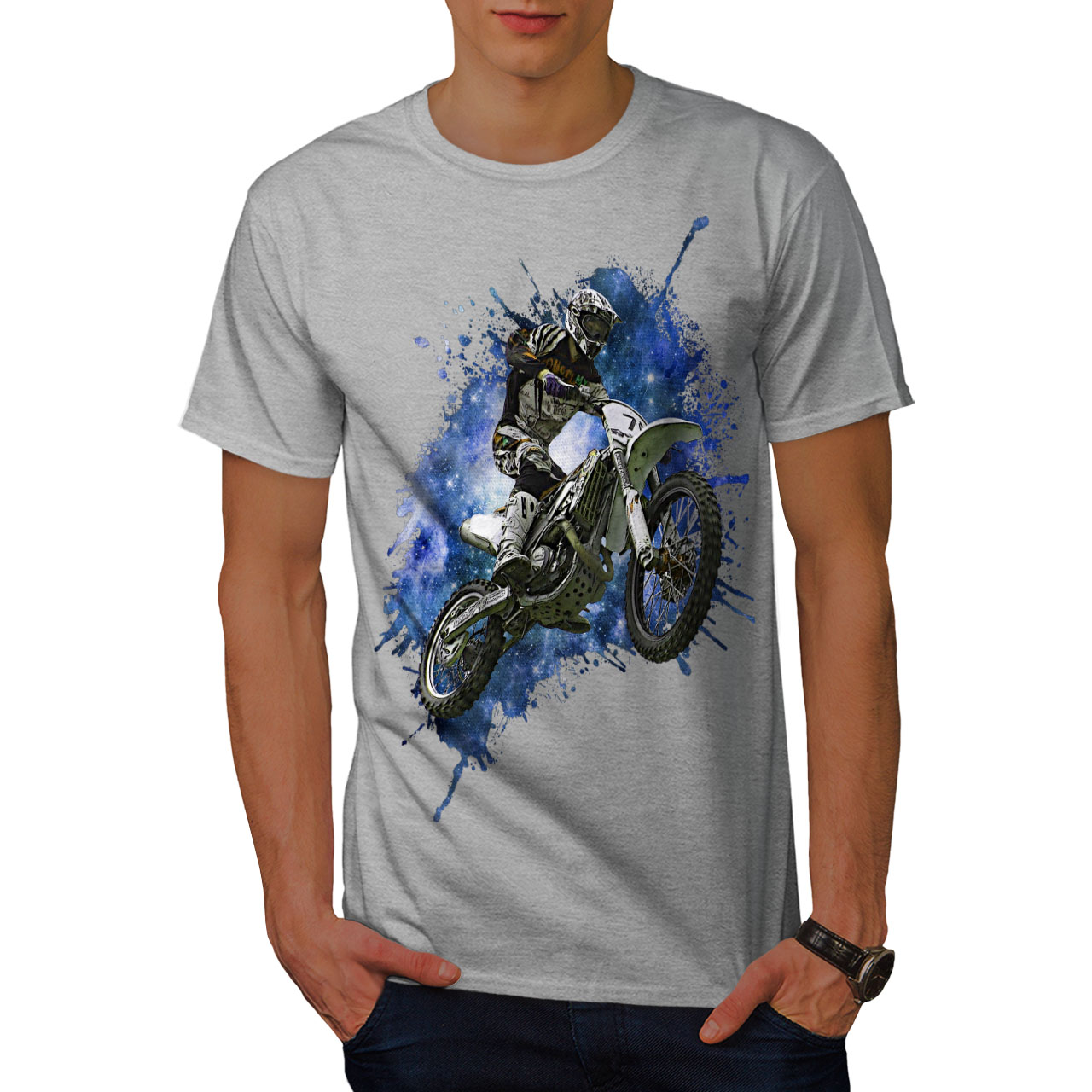 Motocross Graphic Design Printed Tee Wellcoda Motocross Drift Mens T-shirt 