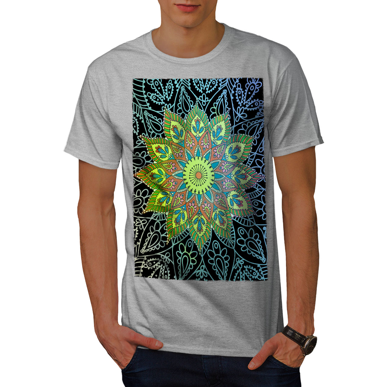 Wellcoda Mandala Mens T-shirt Fashion Art Graphic Design Printed Tee 