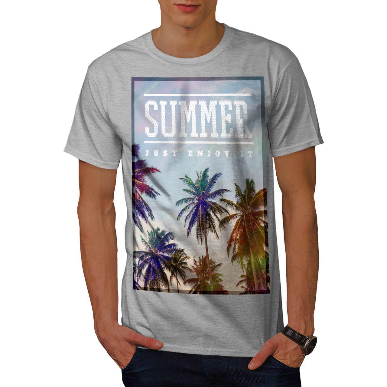 Wellcoda Enjoy Summer Sun Mens Tshirt, Chill Graphic Design Printed Tee eBay