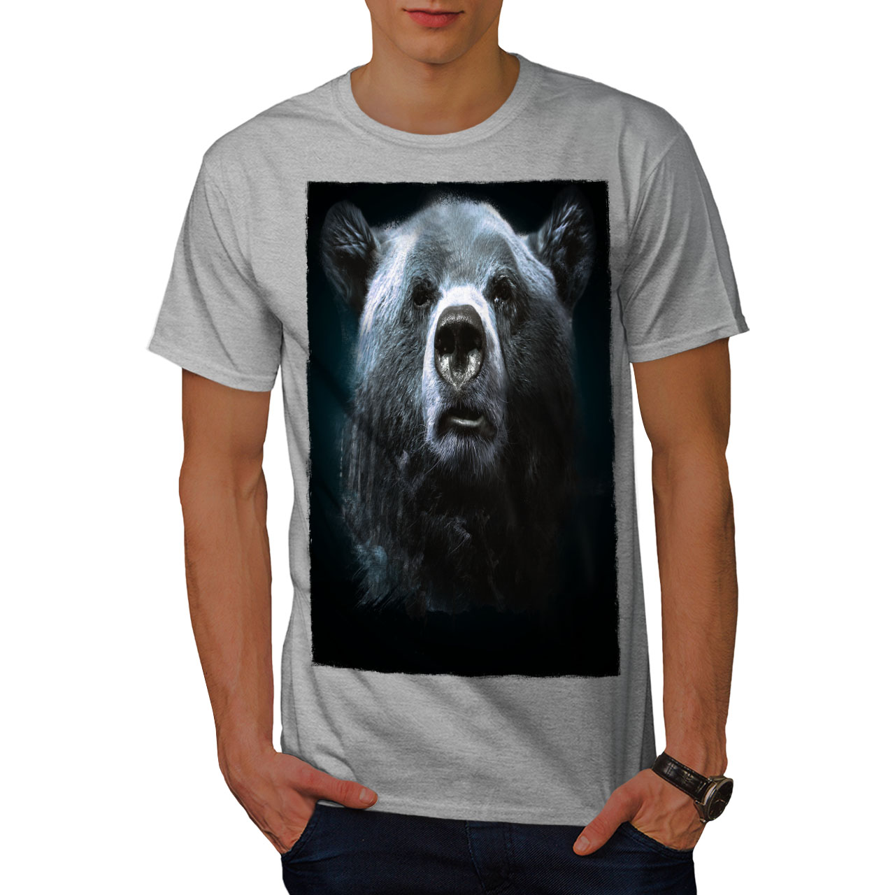 Wellcoda Wild Animal Bear Beast Mens T-shirt Funny Graphic Design Printed Tee 