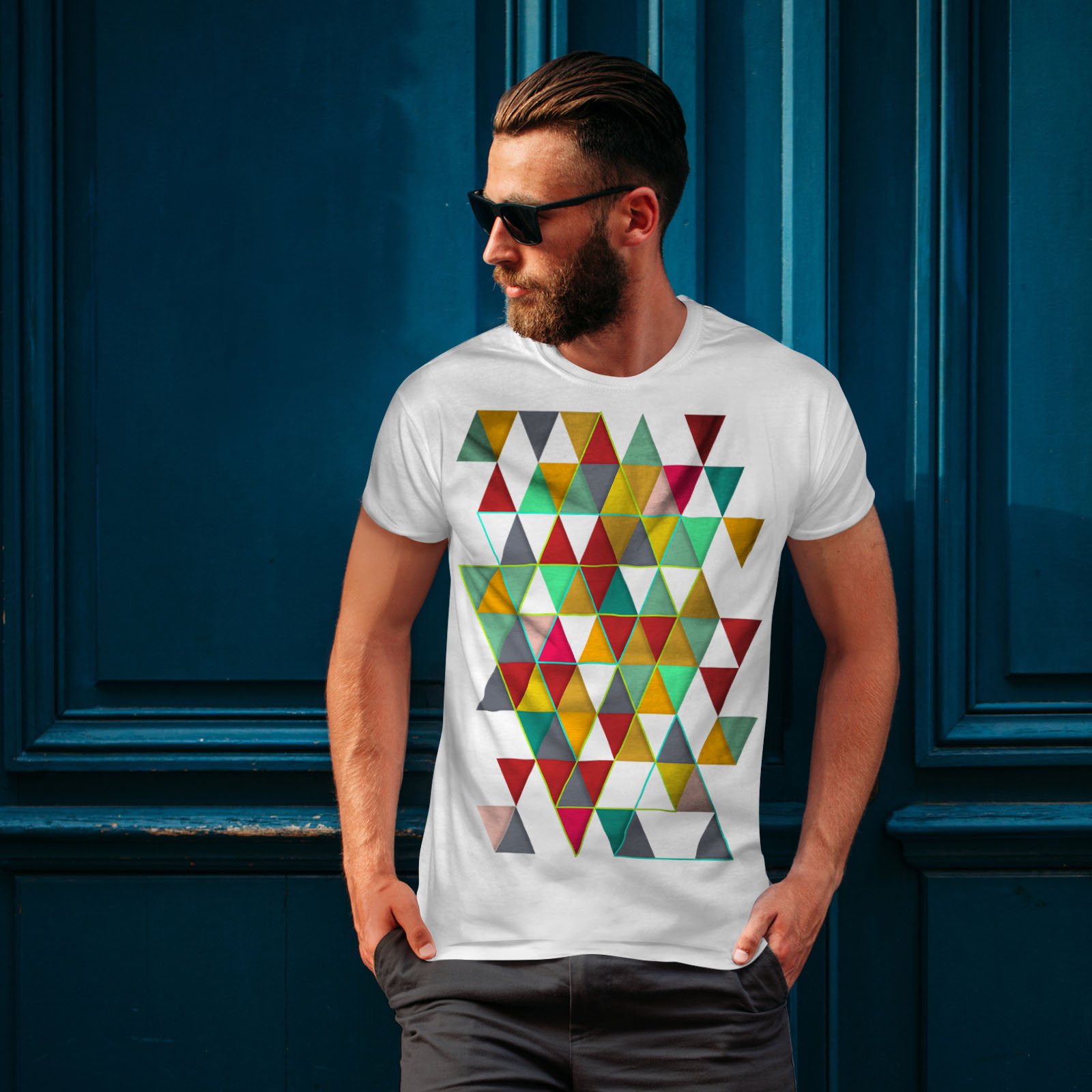 Wellcoda Geometric Stylish Mens T-shirt, Abstract Graphic Design ...