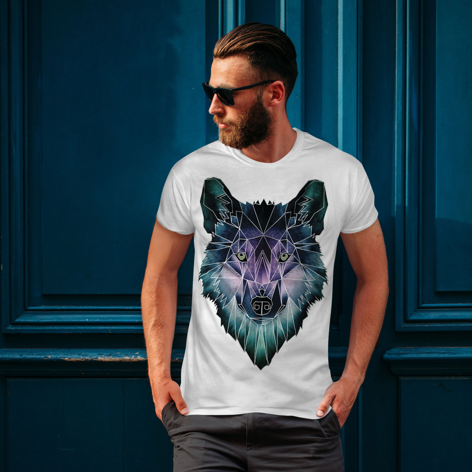 Wellcoda Psychodelic Wolf Mens T-shirt, Crystal Graphic Design Printed ...